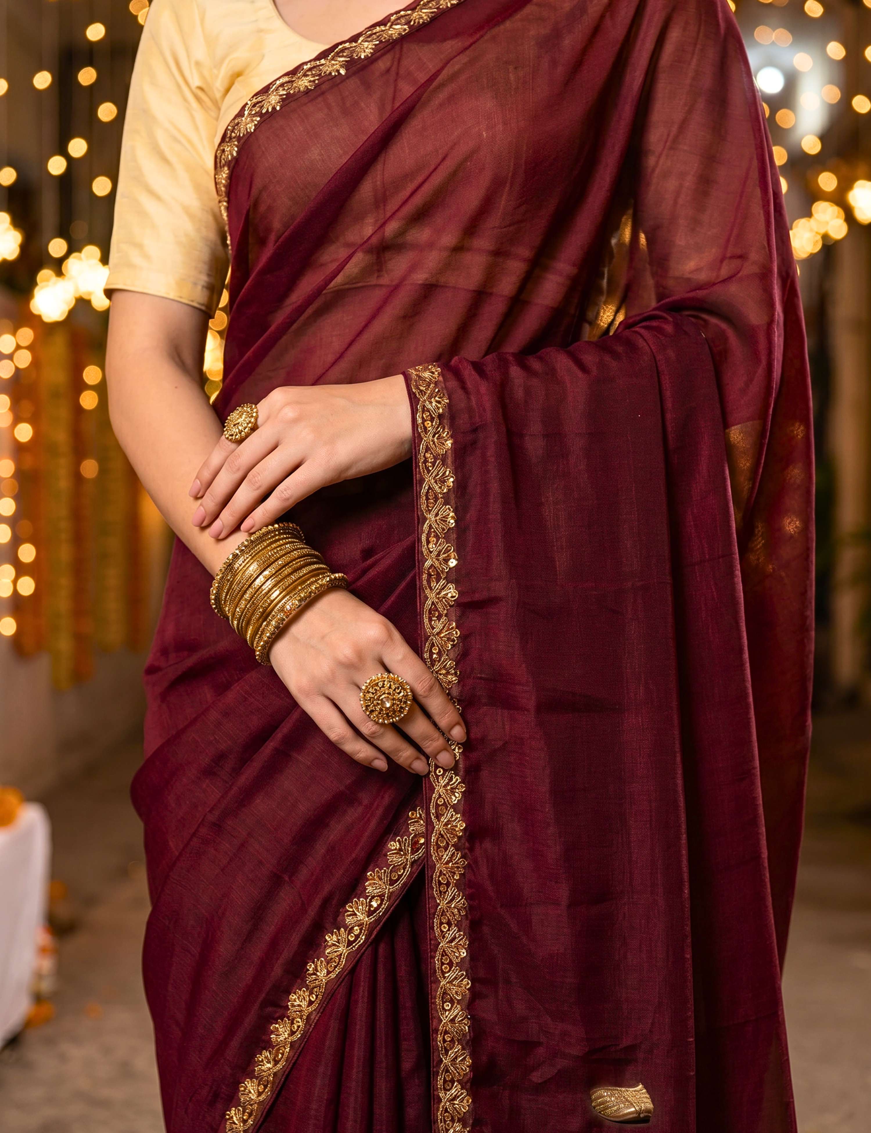 Tissue Georgette Crepe Silk Saree