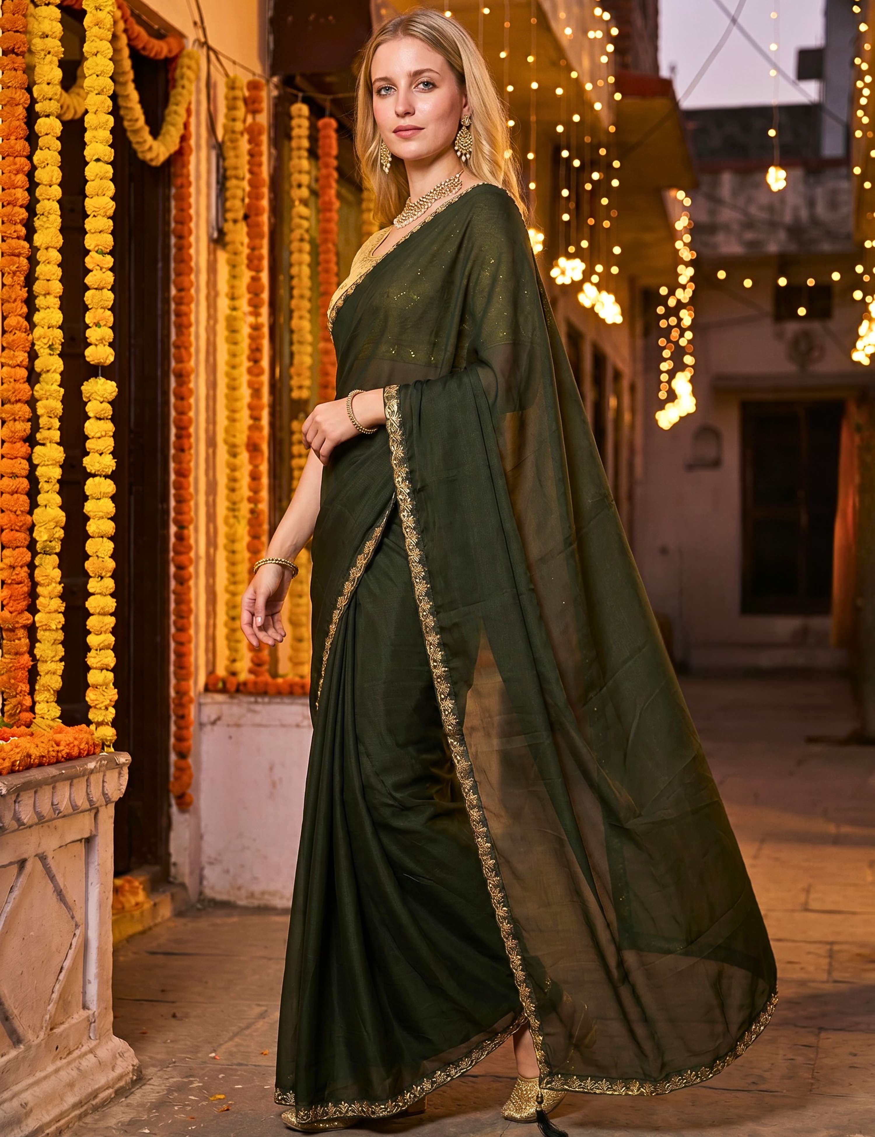 Tissue Georgette Crepe Silk Saree