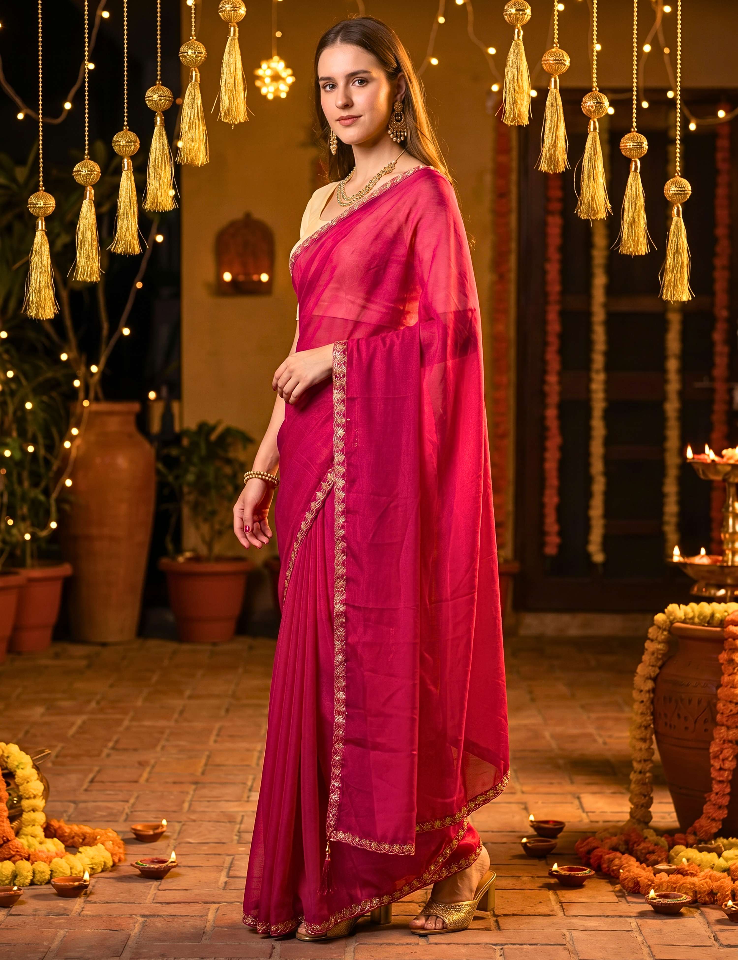 Tissue Georgette Crepe Silk Saree