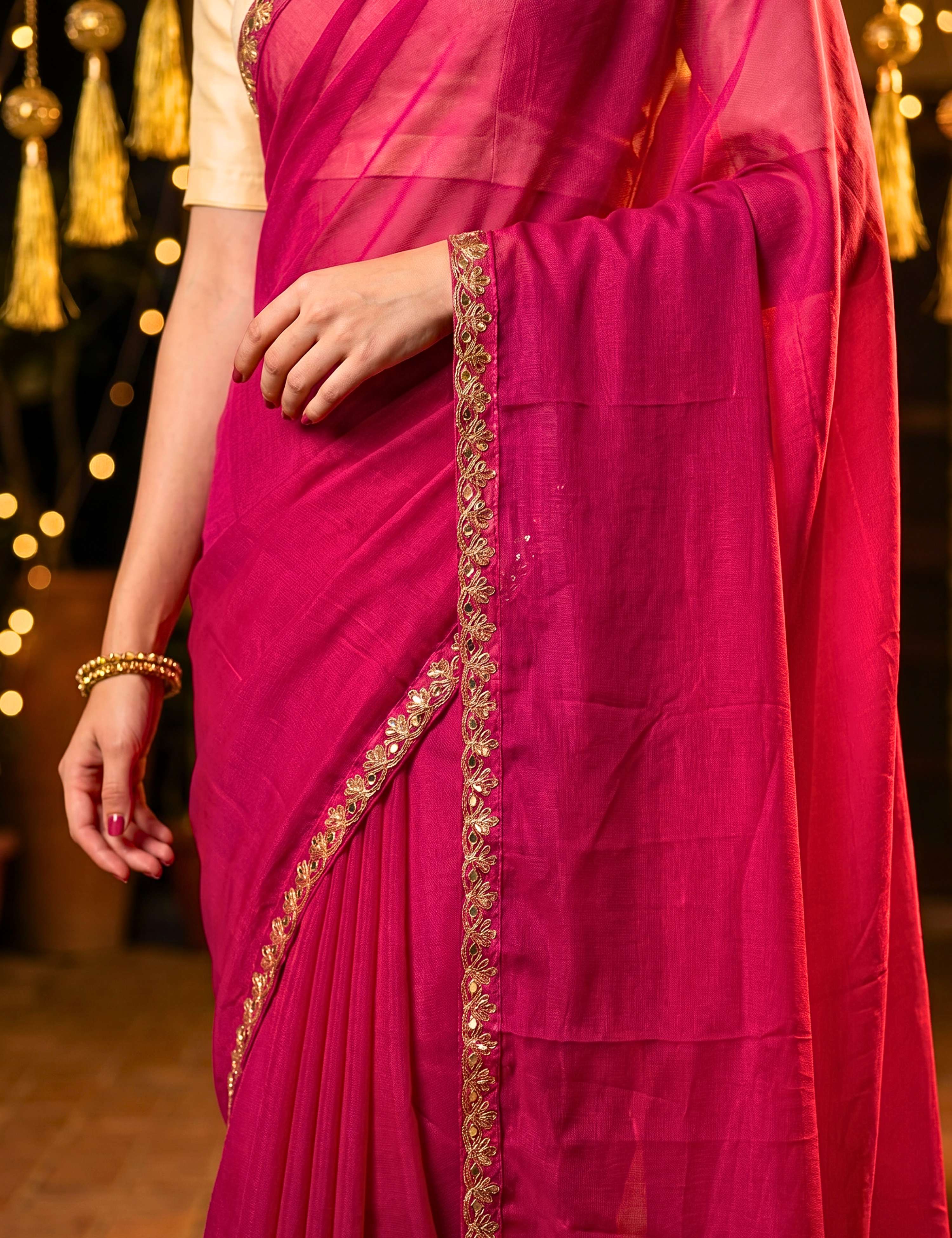Tissue Georgette Crepe Silk Saree
