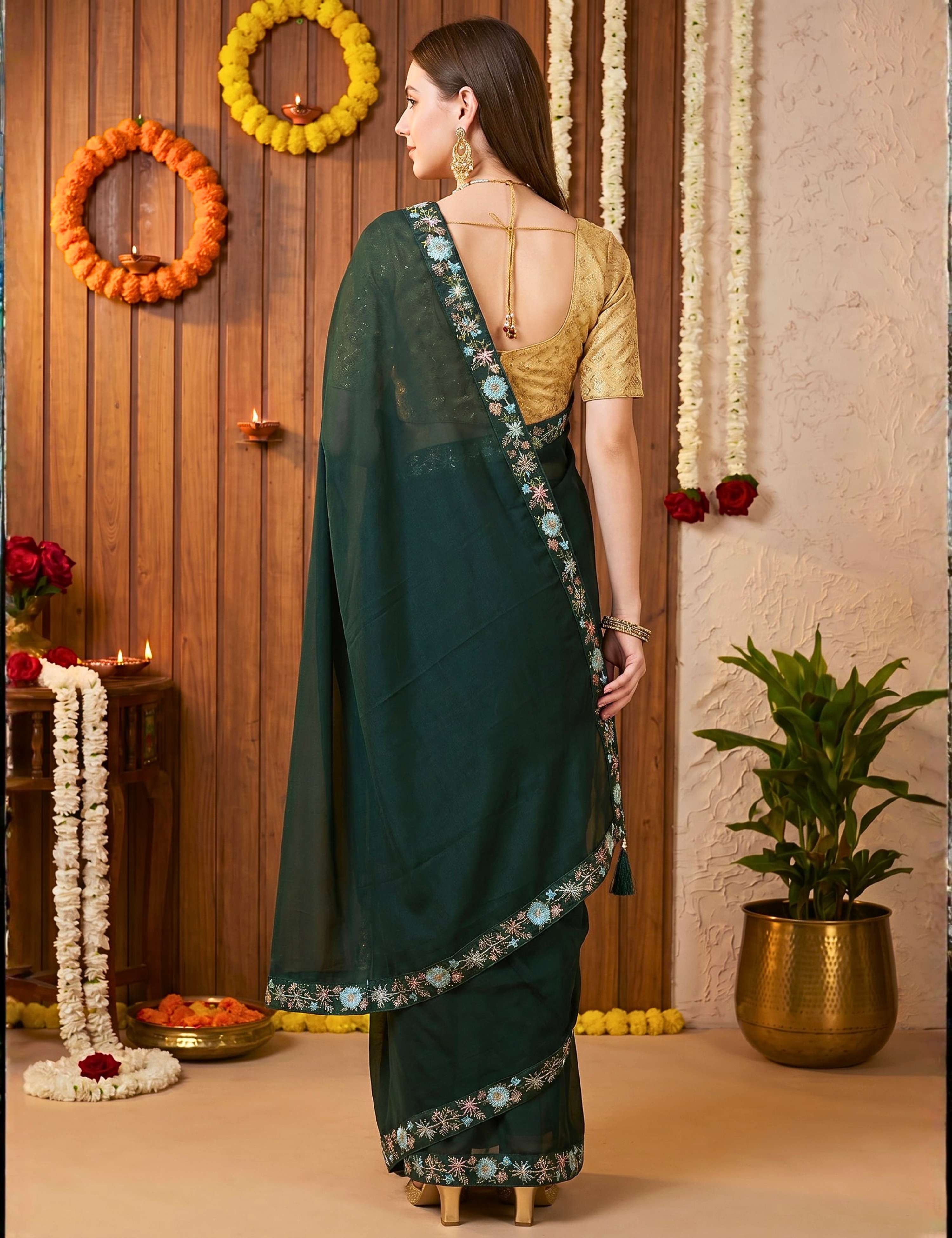Tissue Georgette Crepe Silk Saree