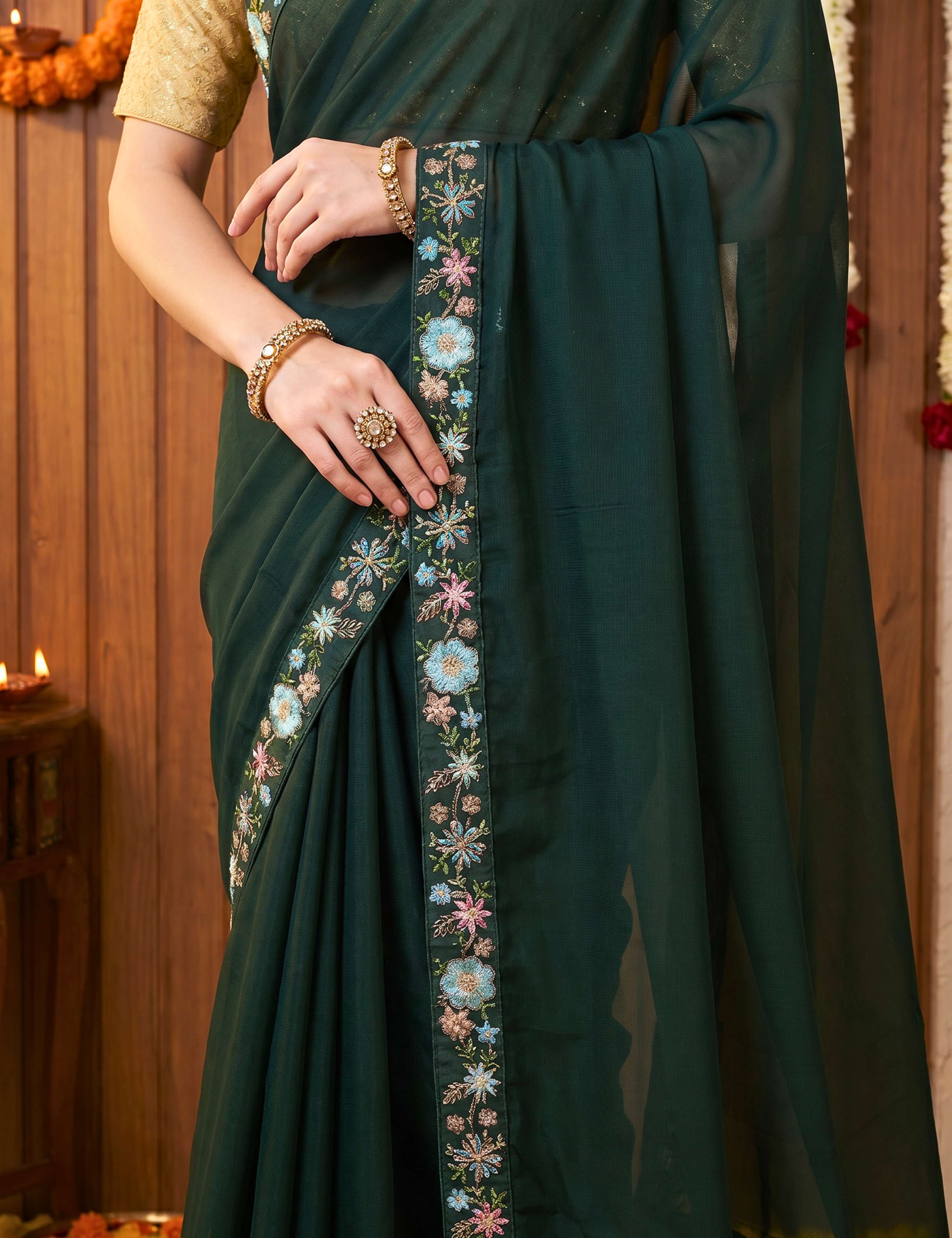 Tissue Georgette Crepe Silk Saree