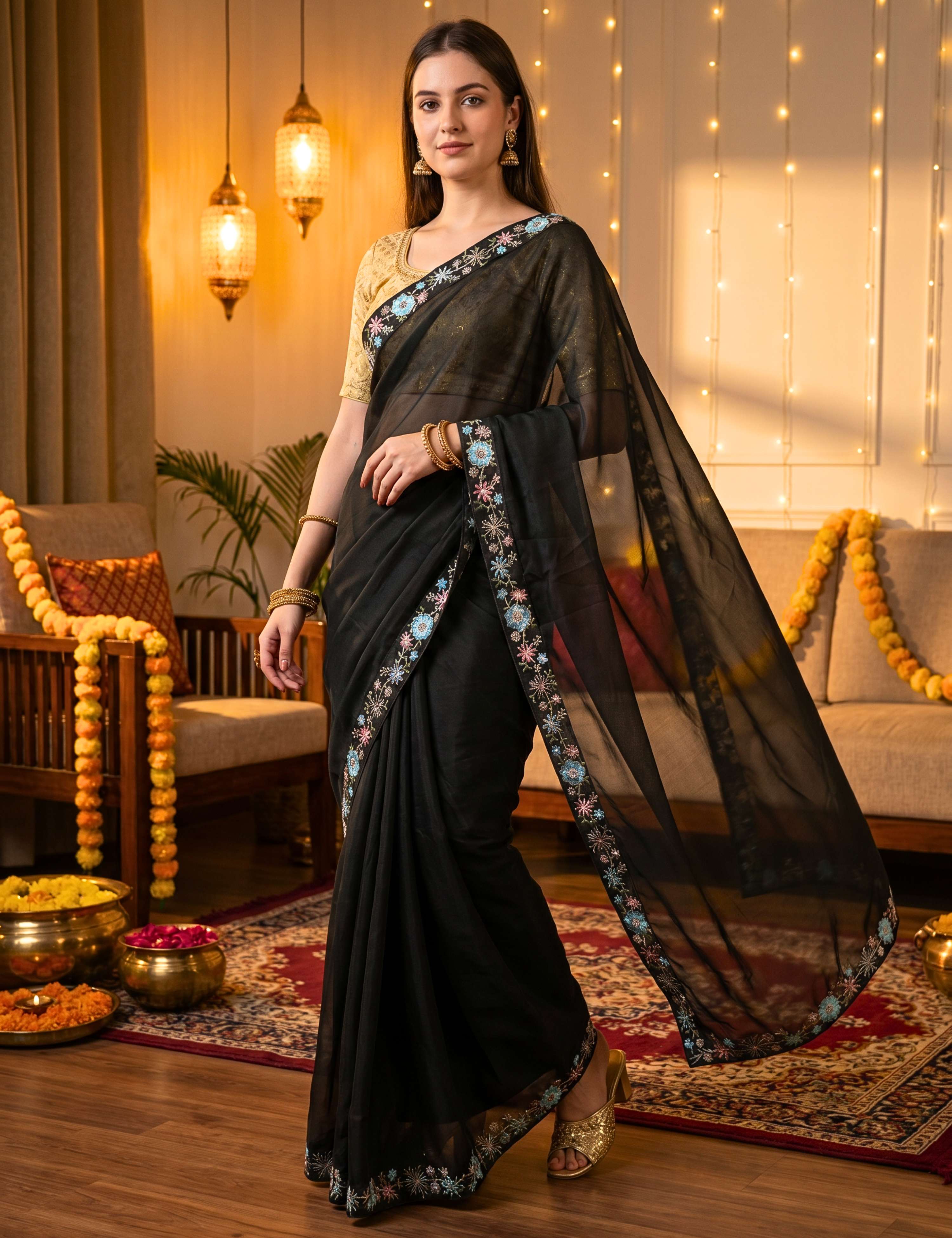 Tissue Georgette Crepe Silk Saree