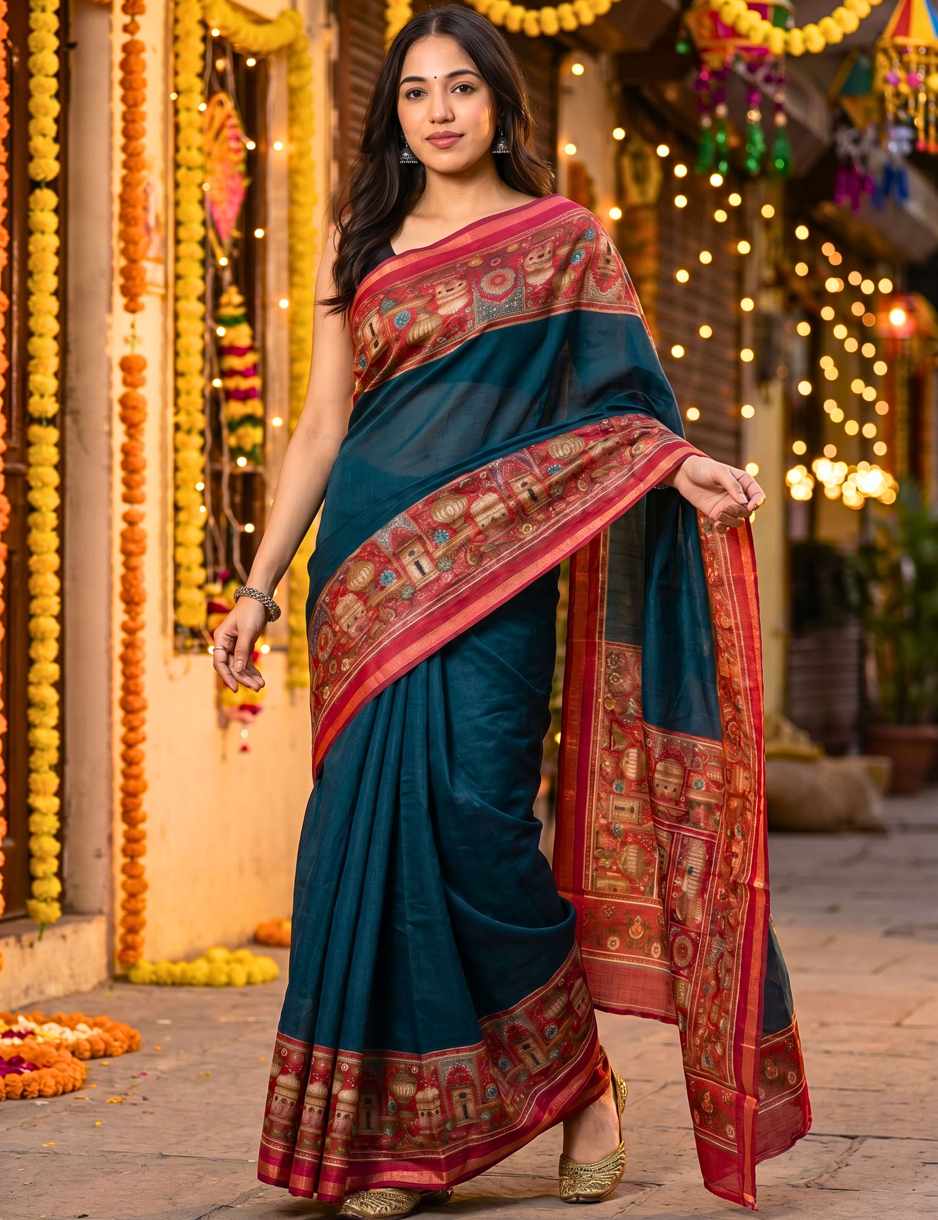 Solid Viscose Cotton Saree