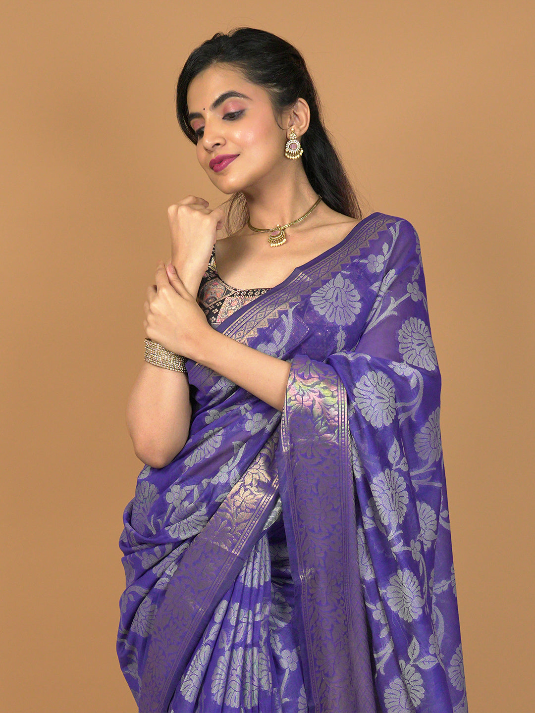 Kota Semi Cotton Geometric Saree