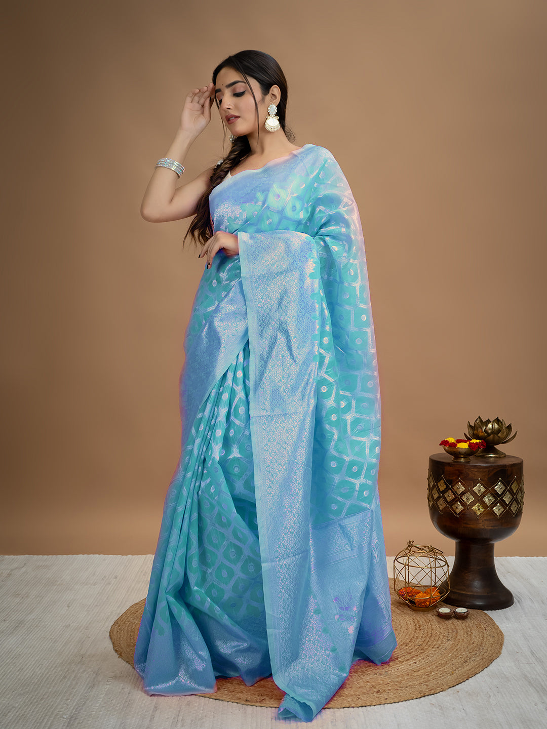 Floral Cotton Linen Saree