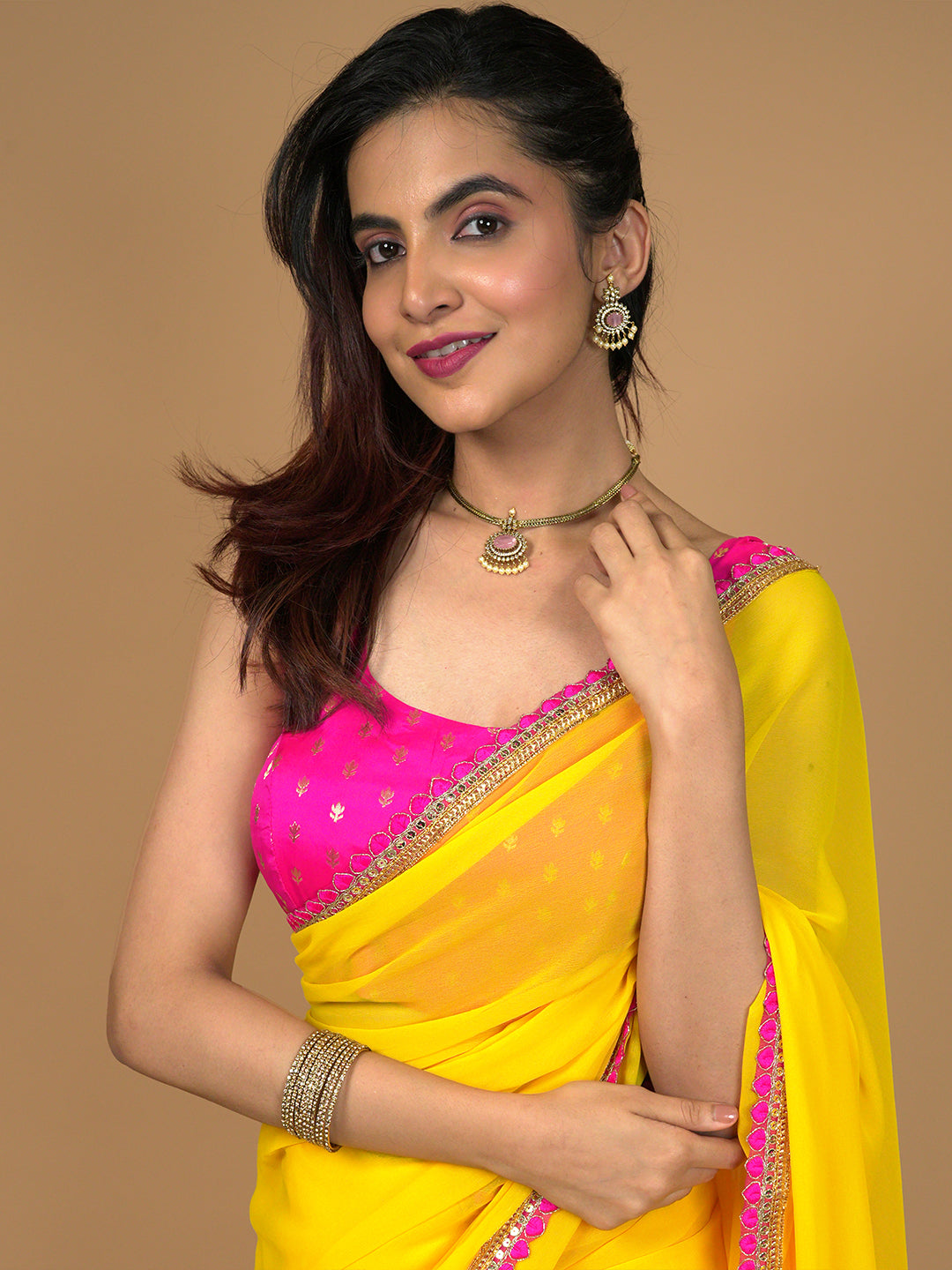 Solid Georgette Saree