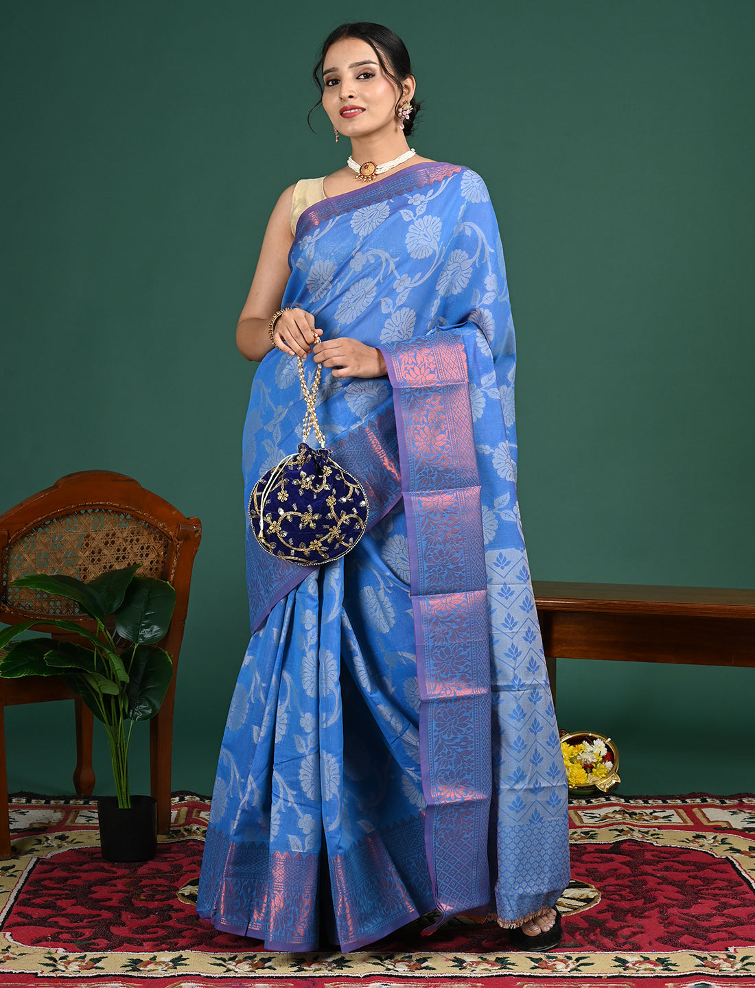 Kota Semi Cotton Geometric Saree