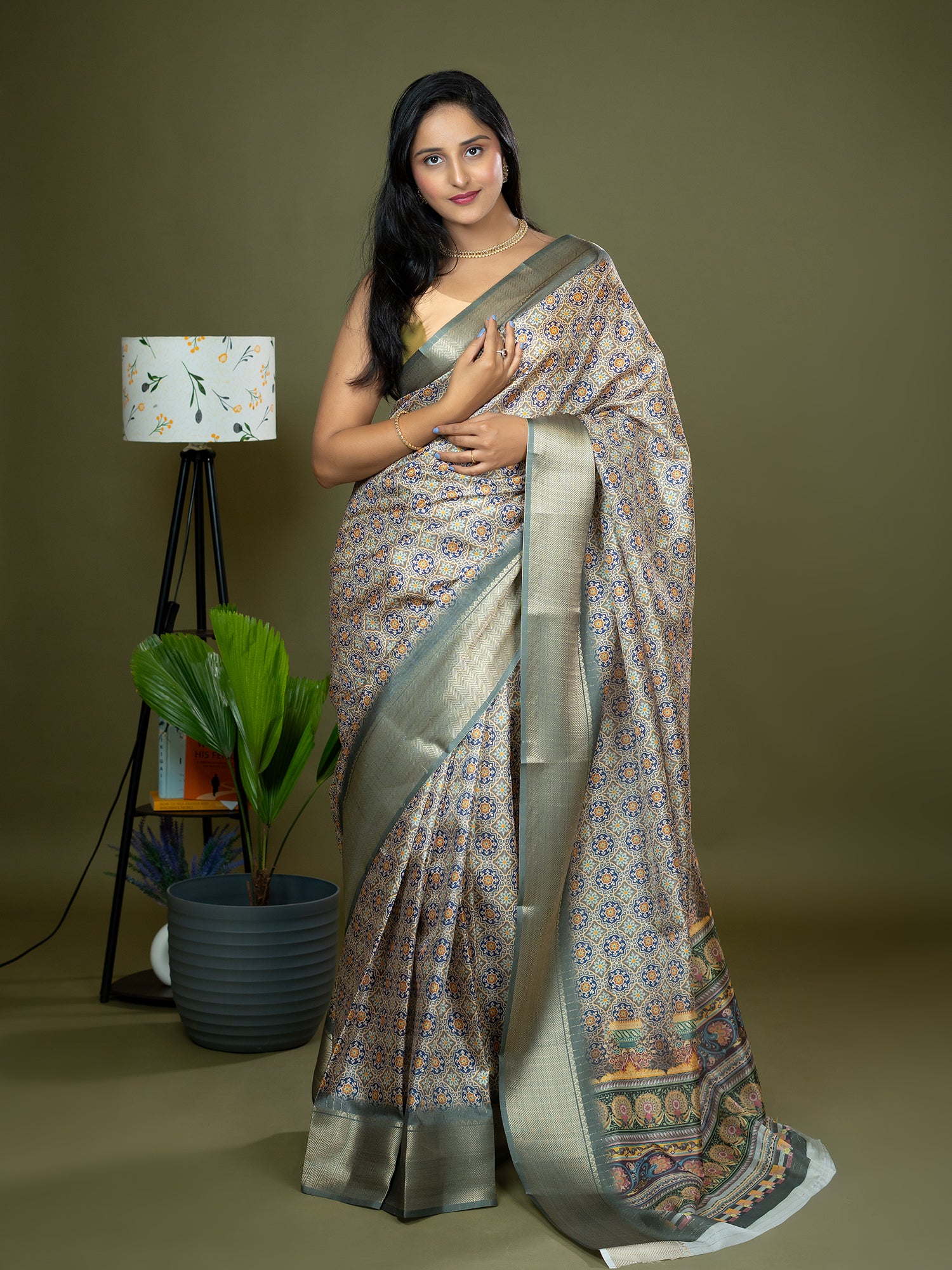 Ajrakh Art Silk Saree