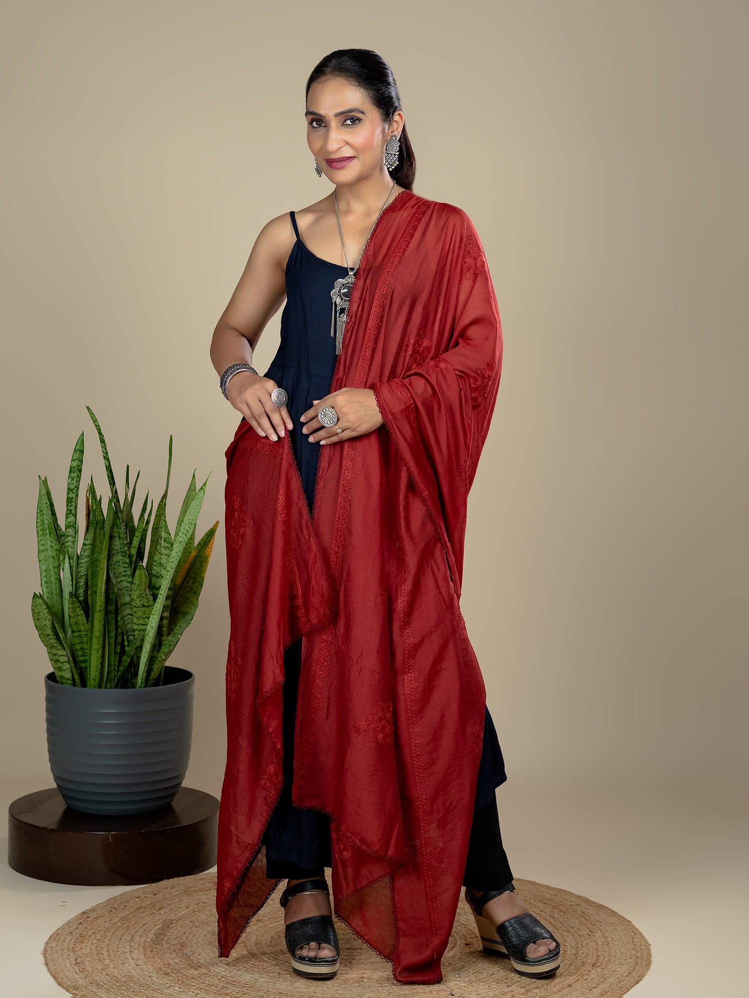 Embroidered Chanderi Dupatta