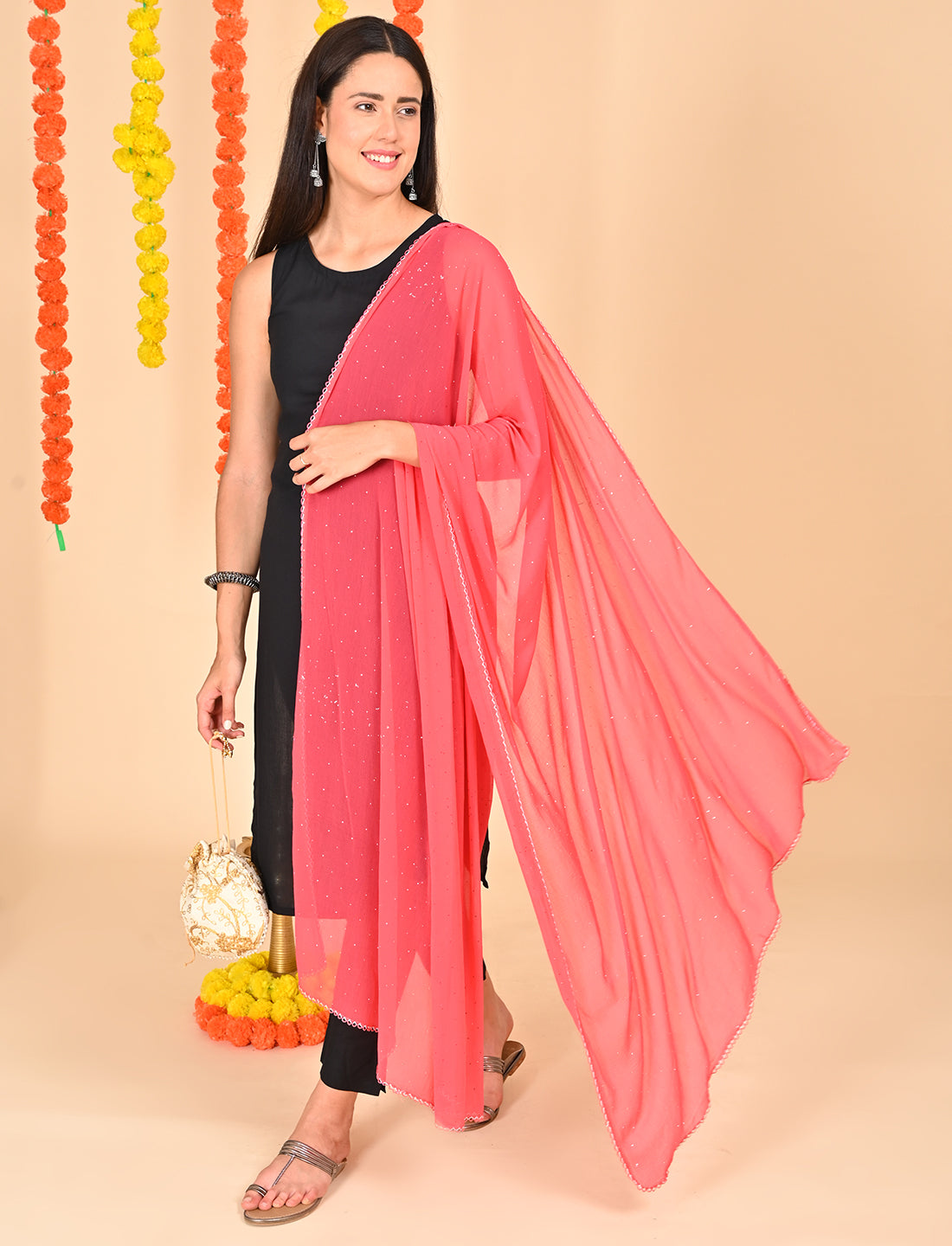 Ditsy Swarovski Chiffon Dupatta