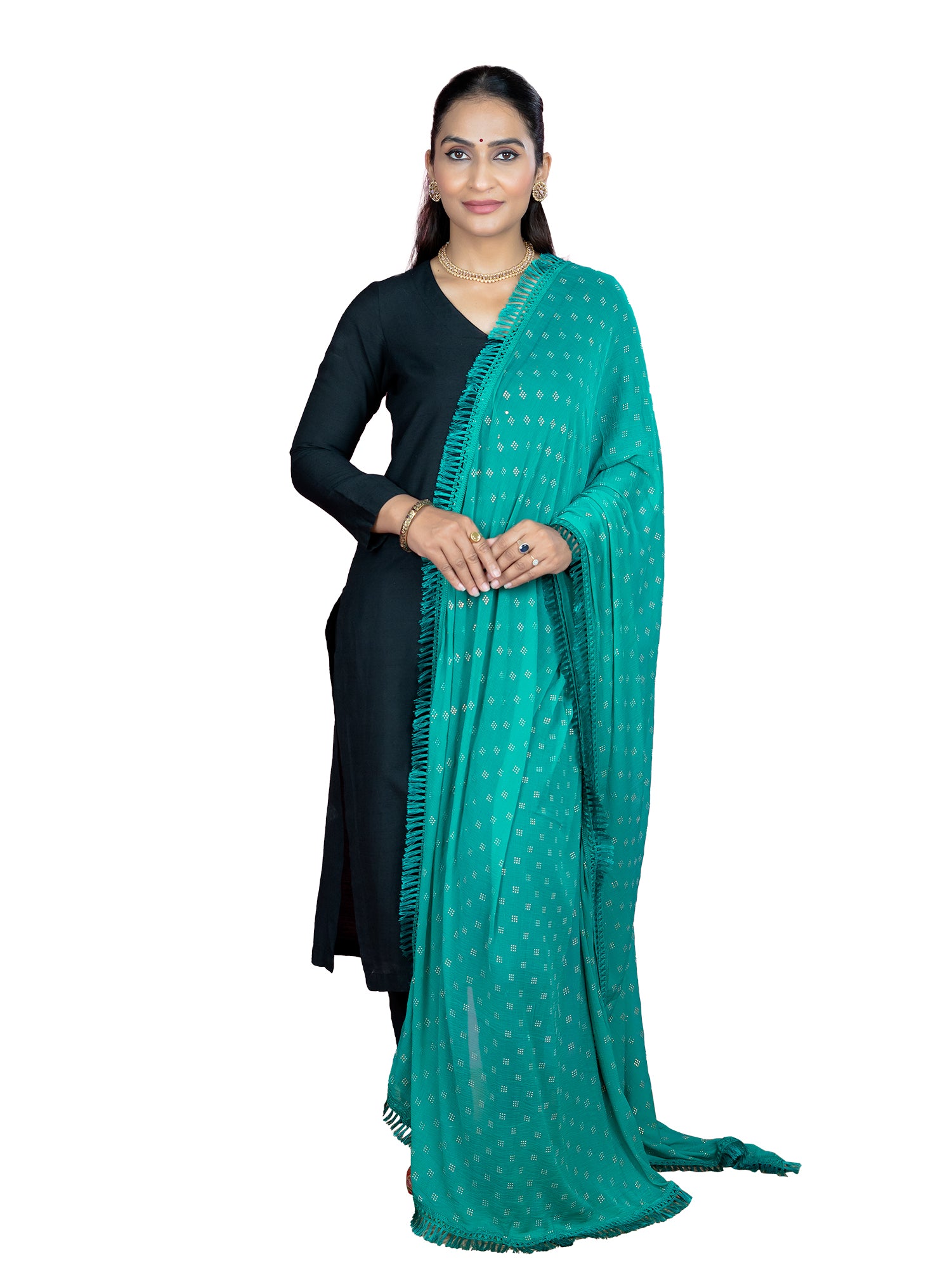 Geometric Chiffon Dew Drops Dupatta