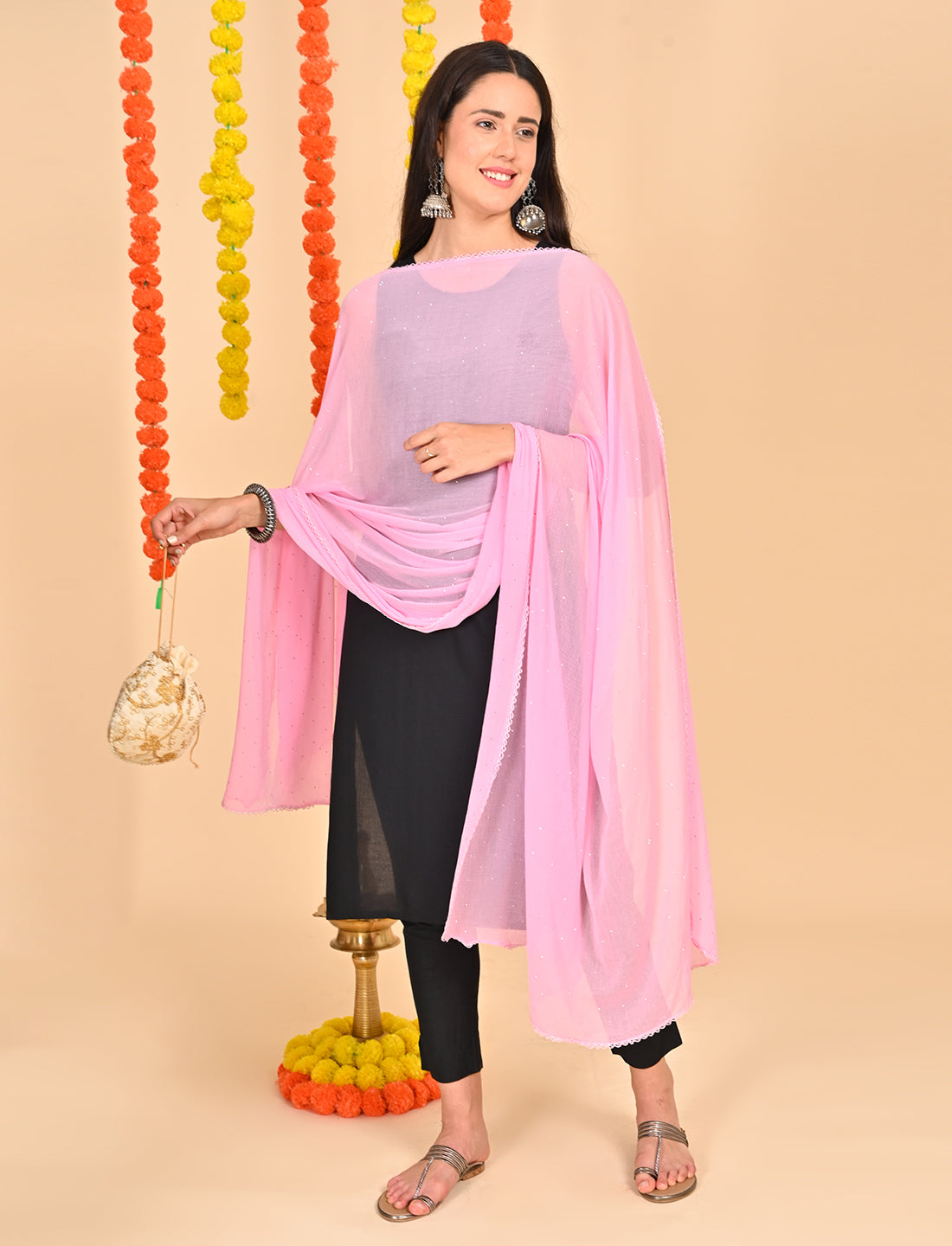 Ditsy Swarovski Chiffon Dupatta