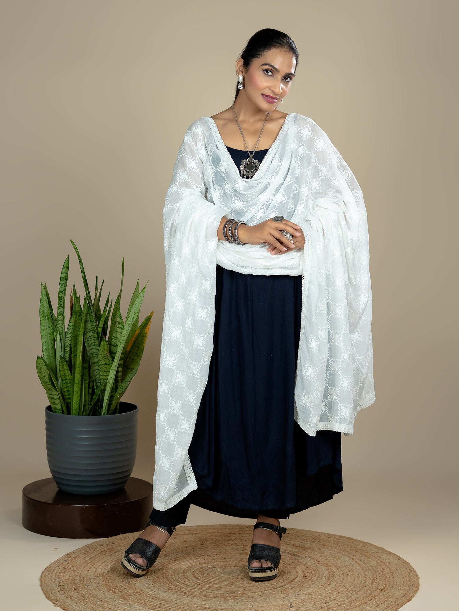 Embroidered Cotton Dupatta