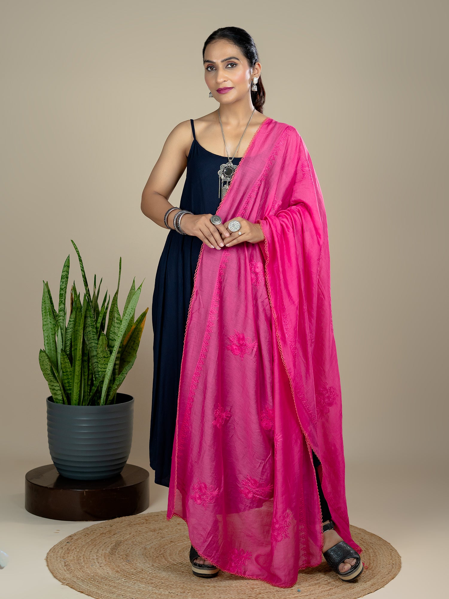 Embroidered Chanderi Dupatta