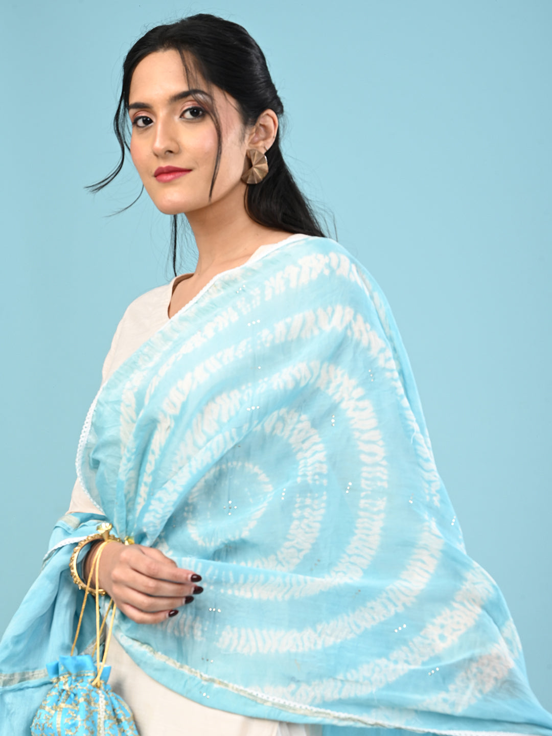Shibori Chanderi Silk Dupatta