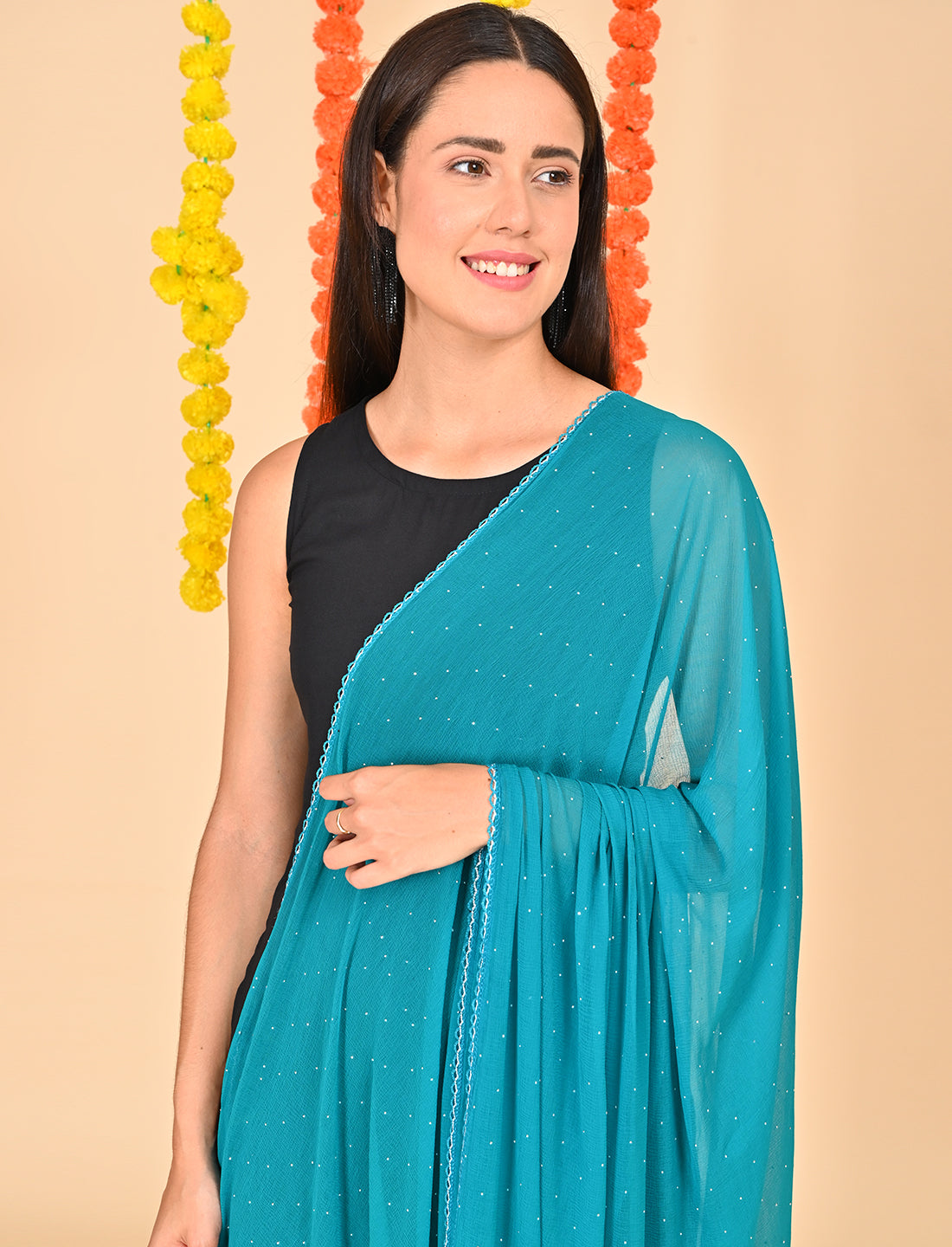 Ditsy Swarovski Chiffon Dupatta