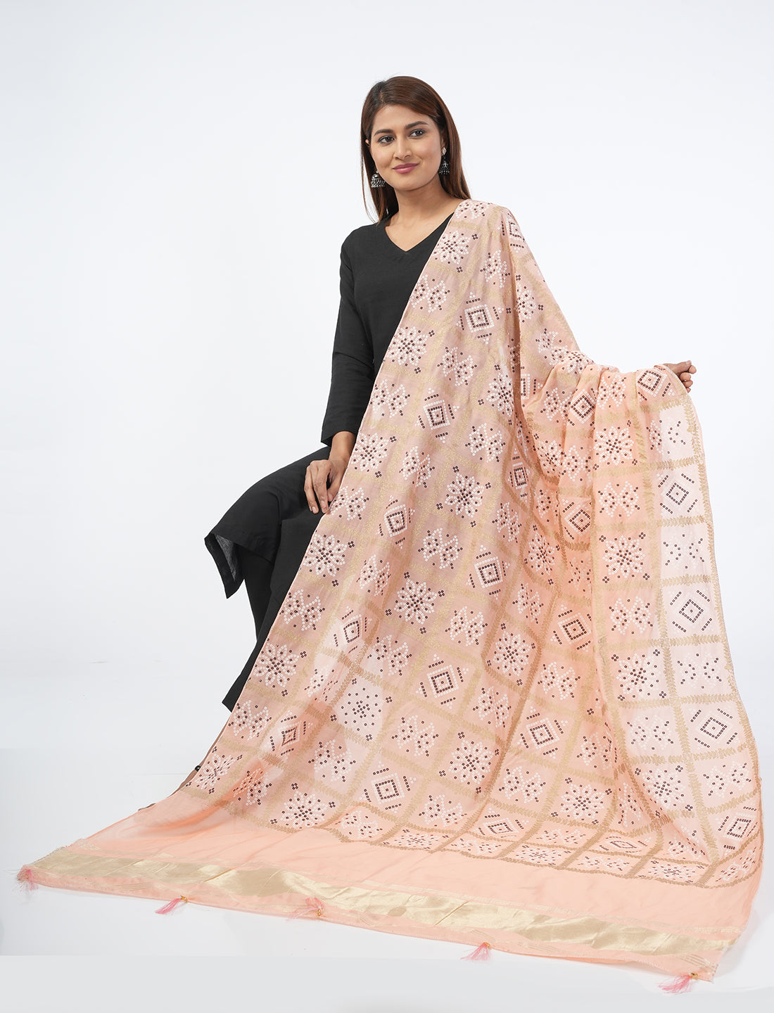 Ghatchola Checks Gaji Silk Dupatta