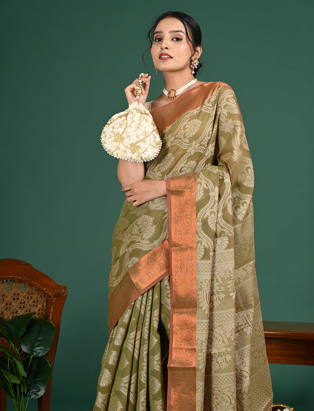 Kota Semi Cotton Geometric Saree