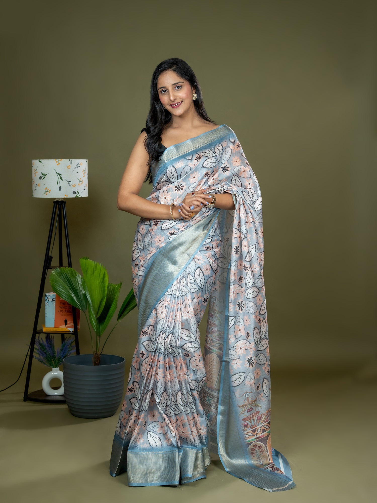 Ajrakh Art Silk Saree