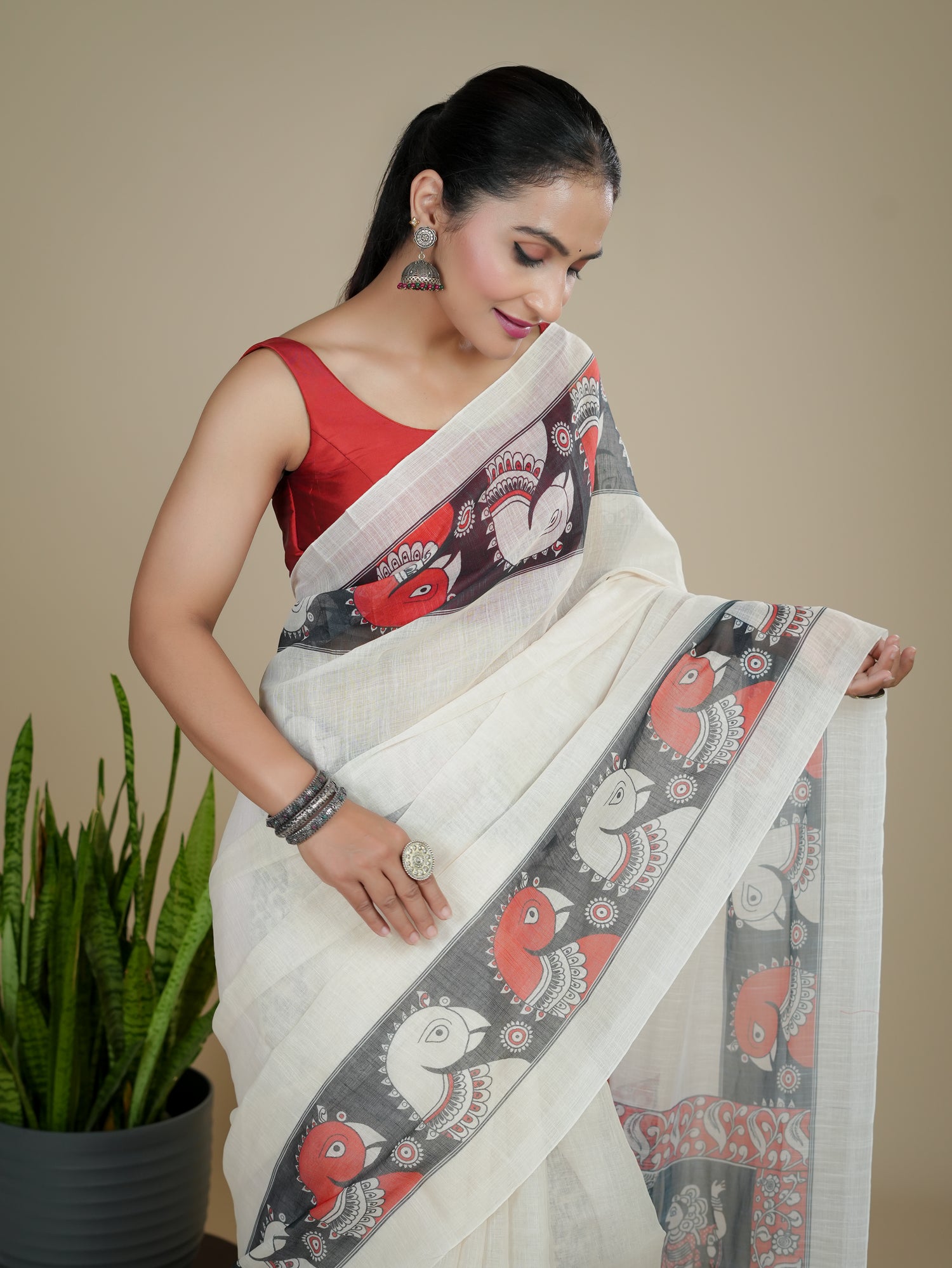 Cotton Linen Block Print Saree