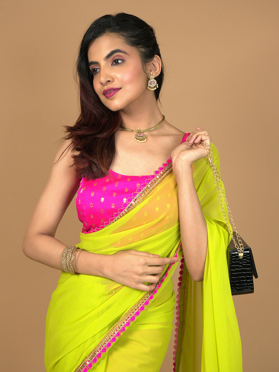 Solid Georgette Saree