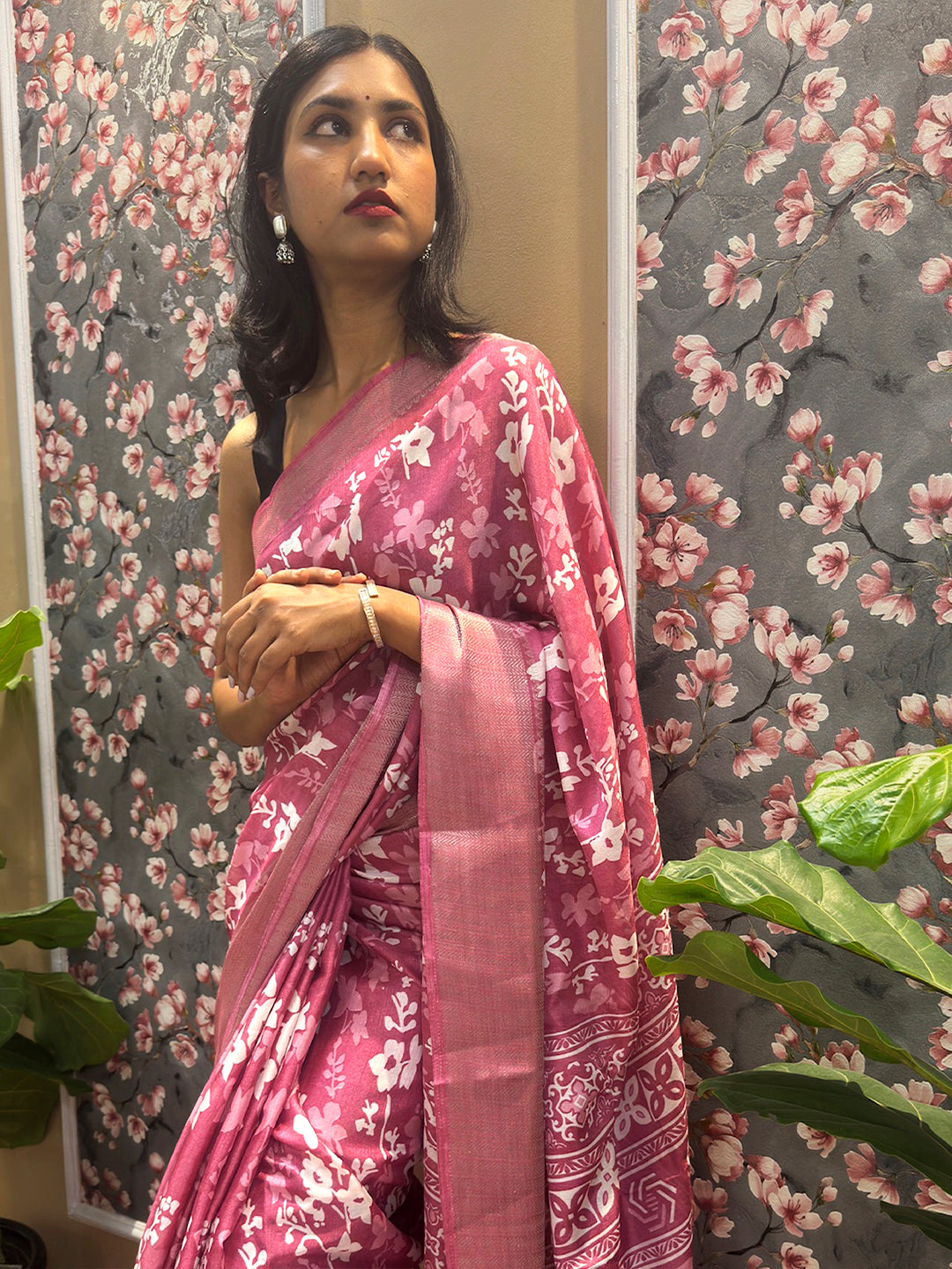 Floral Cotton Blend Saree