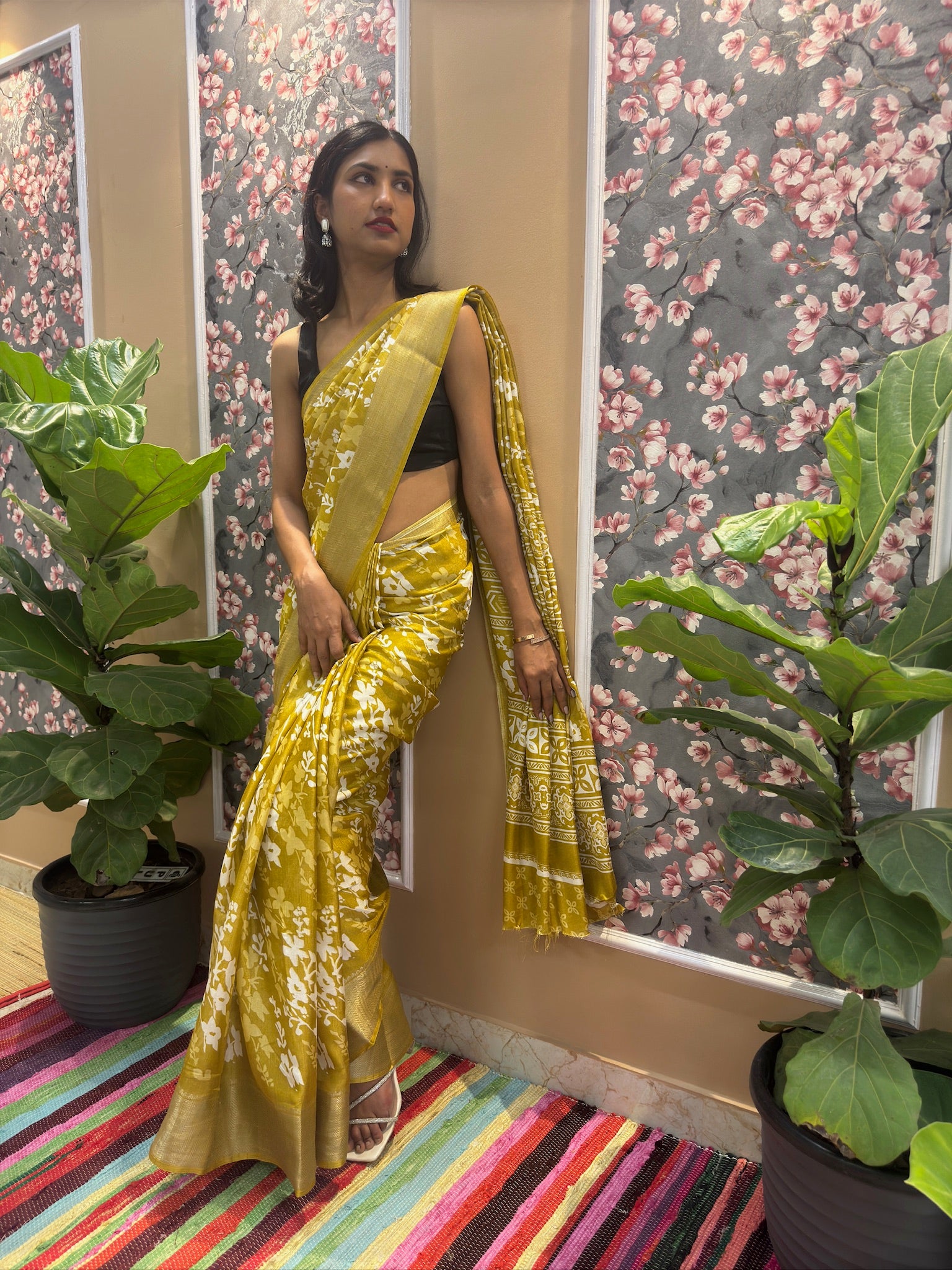 Floral Cotton Blend Saree