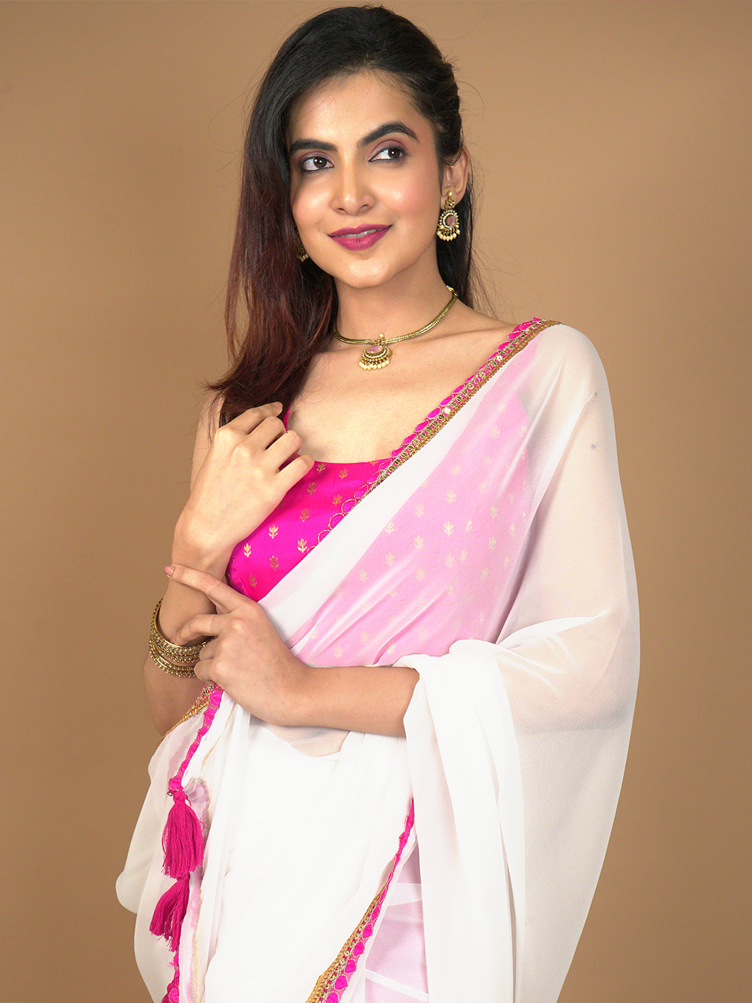 Solid Georgette Saree