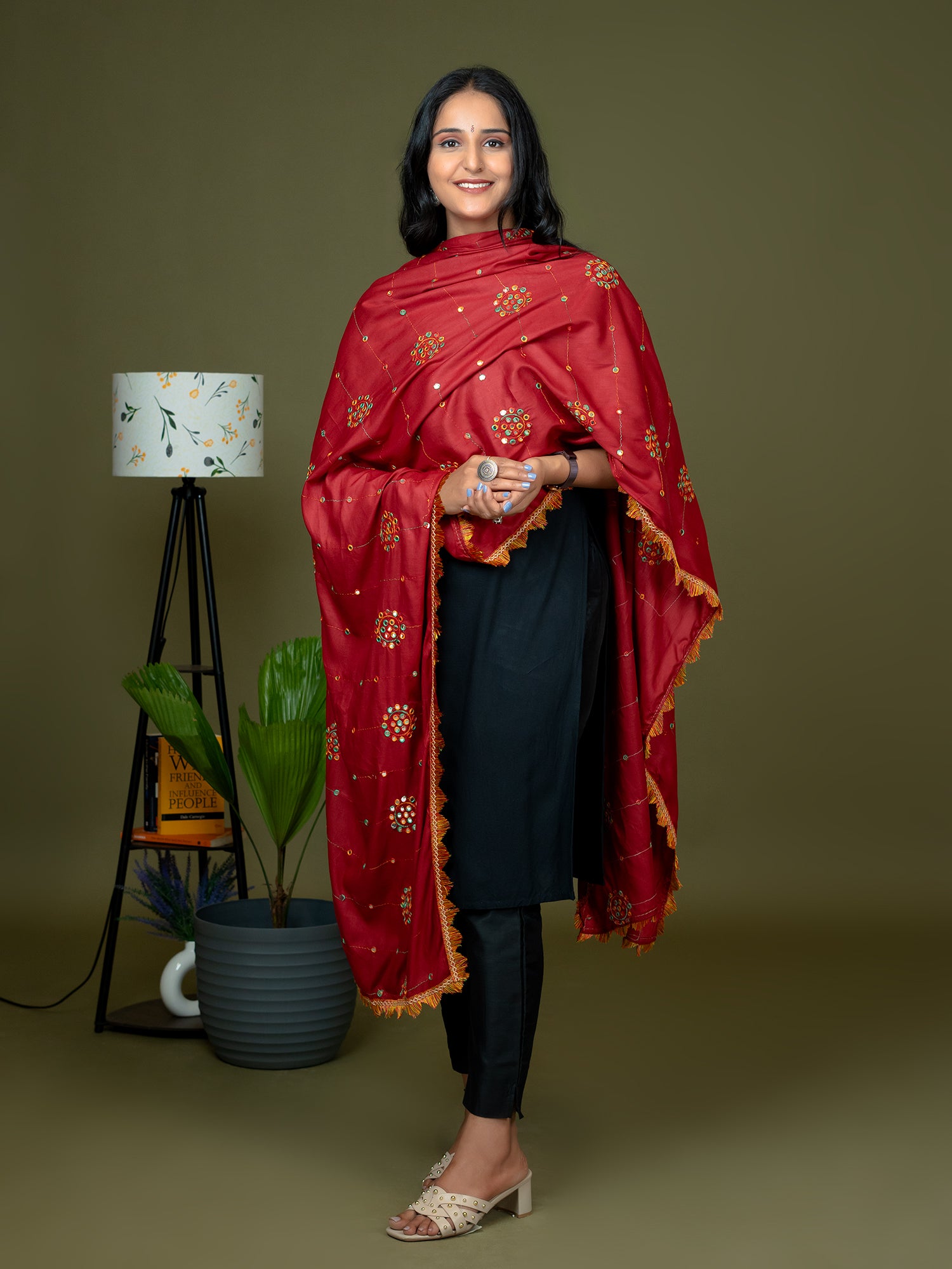 Mirror Work Viscose Rayon Dupatta