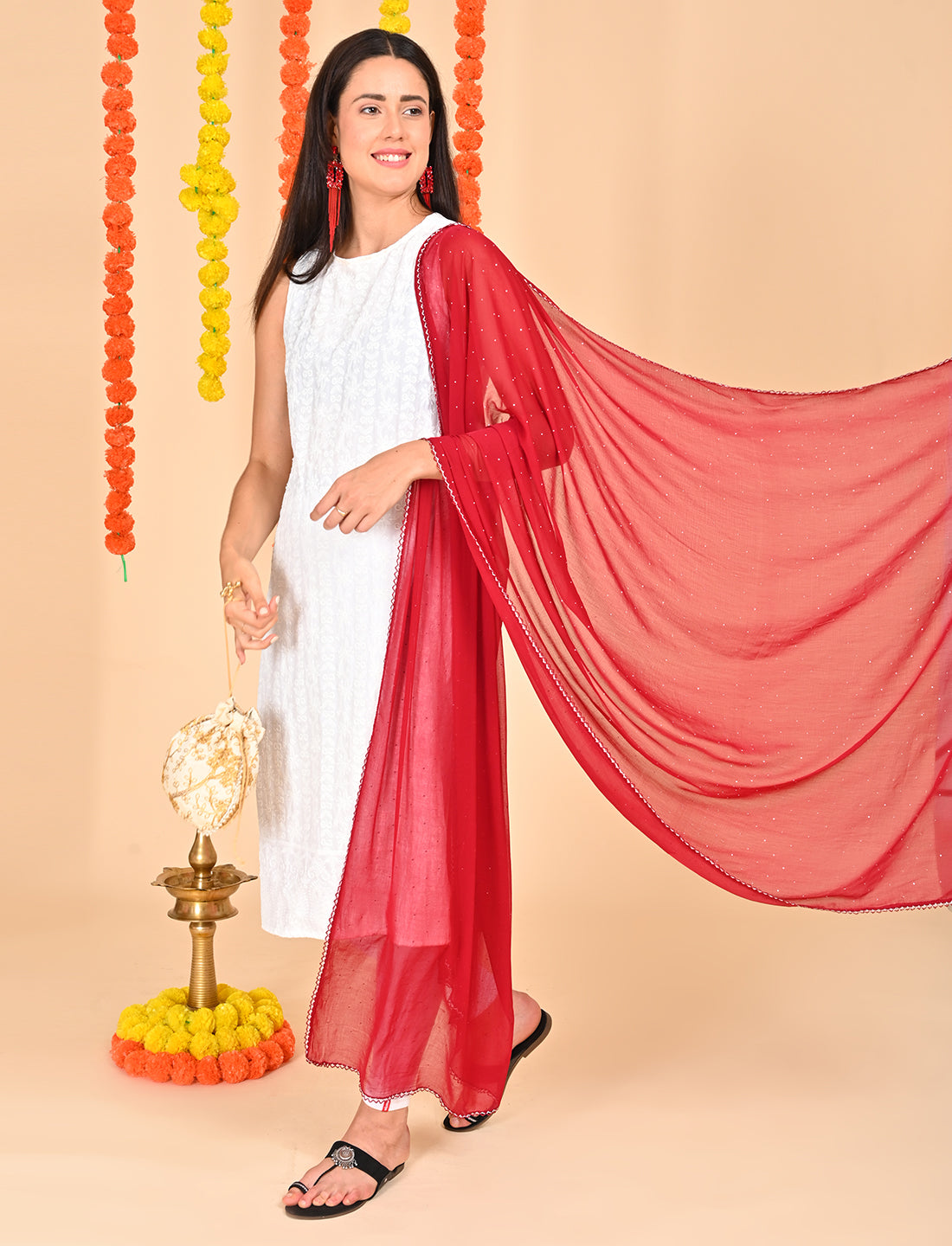 Ditsy Swarovski Chiffon Dupatta