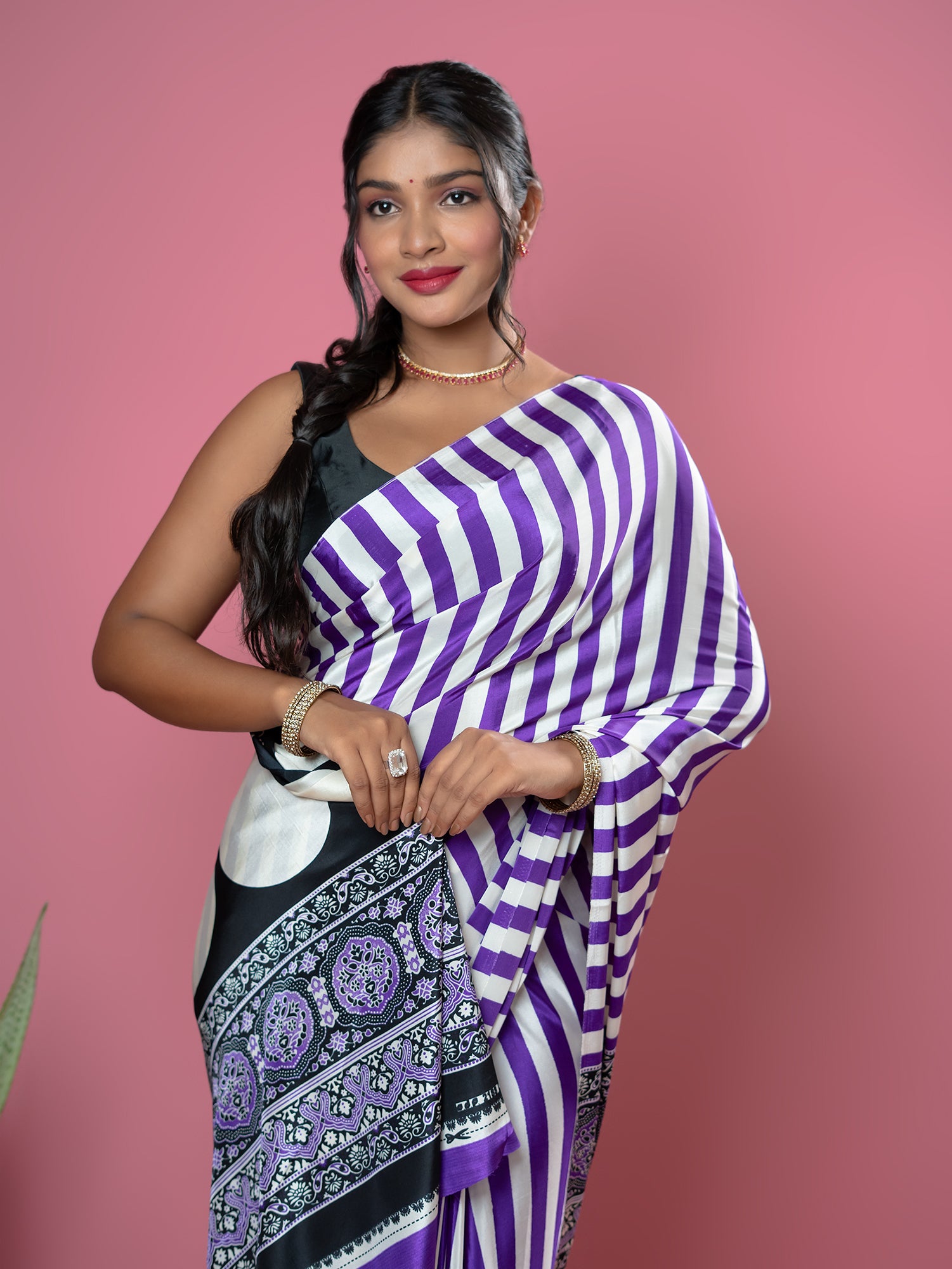 Purple Ajrakh Digital Print Saree