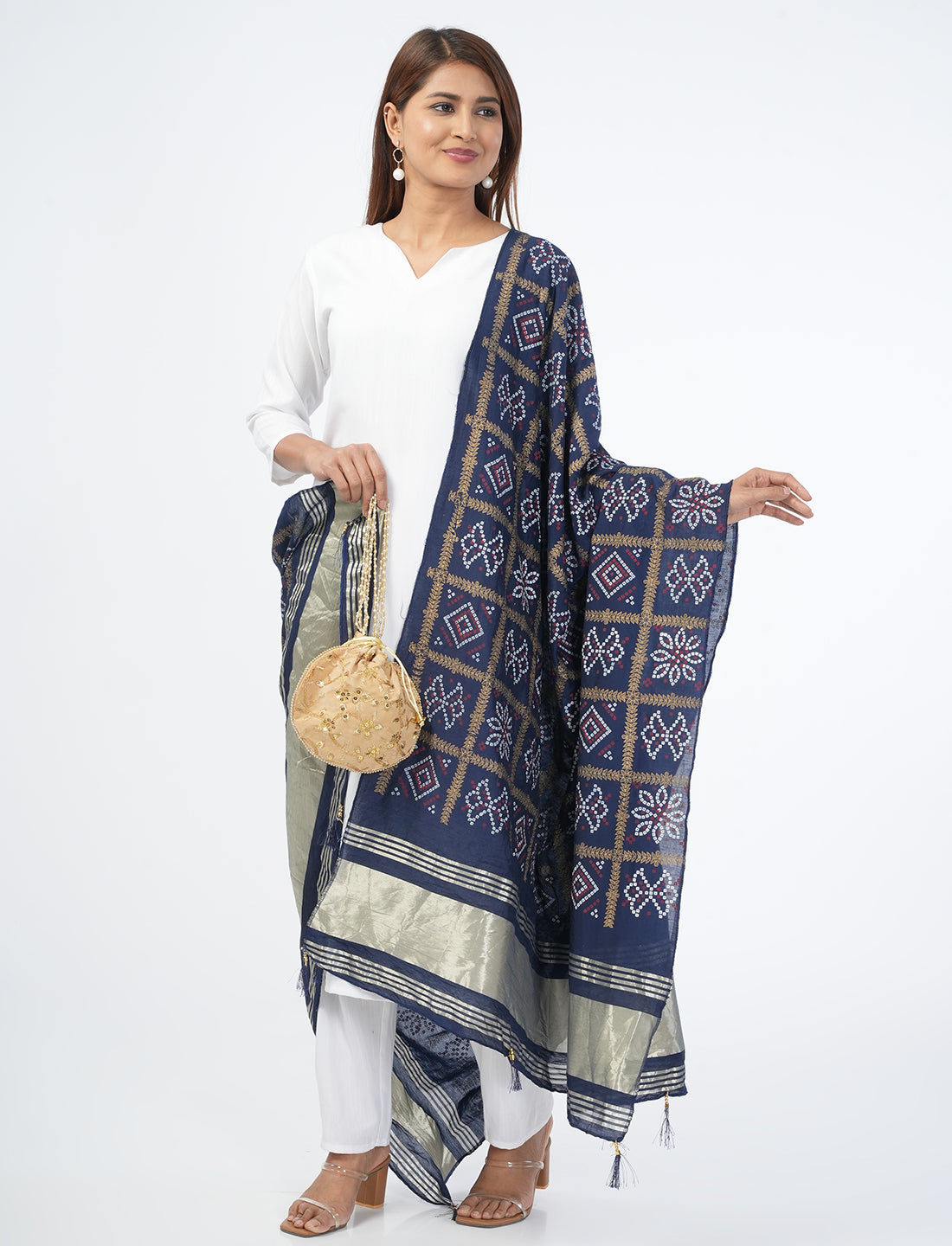 Ghatchola Checks Gaji Silk Dupatta