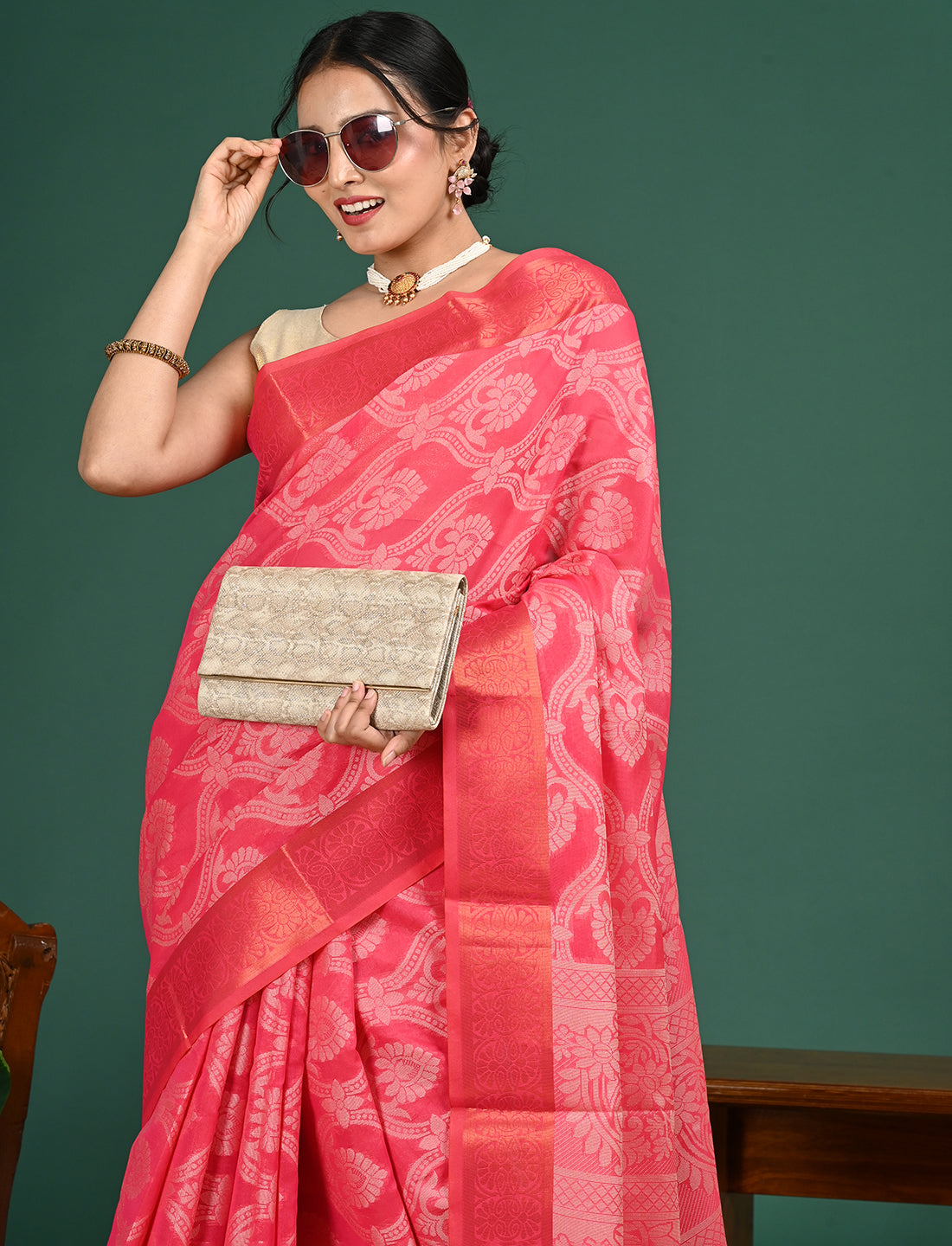 Kota Semi Cotton Geometric Saree