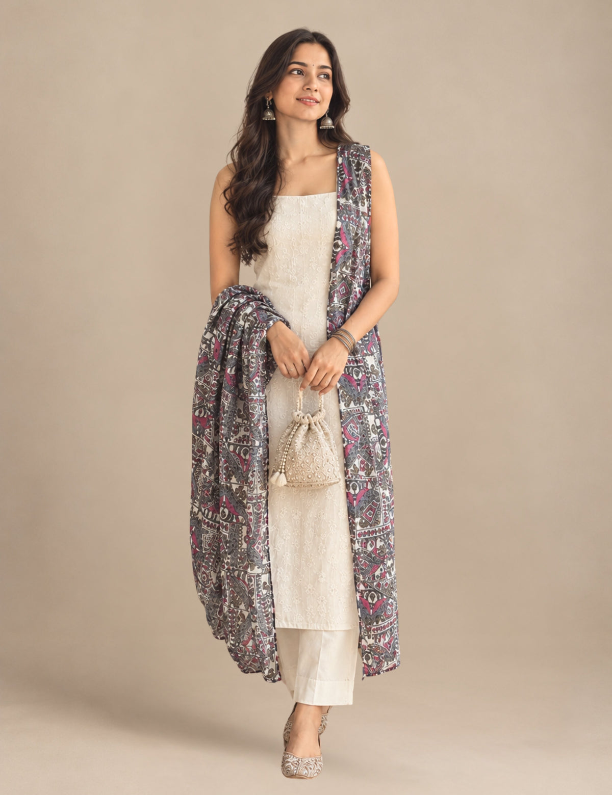 Ethnic Purple Cotton Dupatta