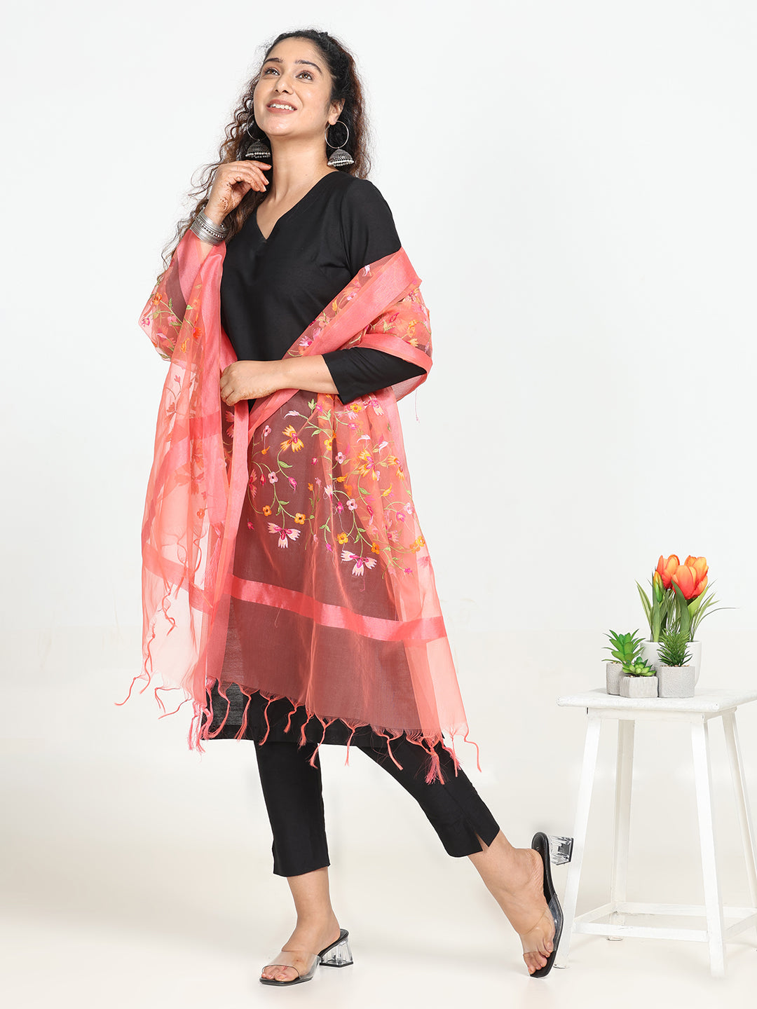 Floral Chiffon Dupatta
