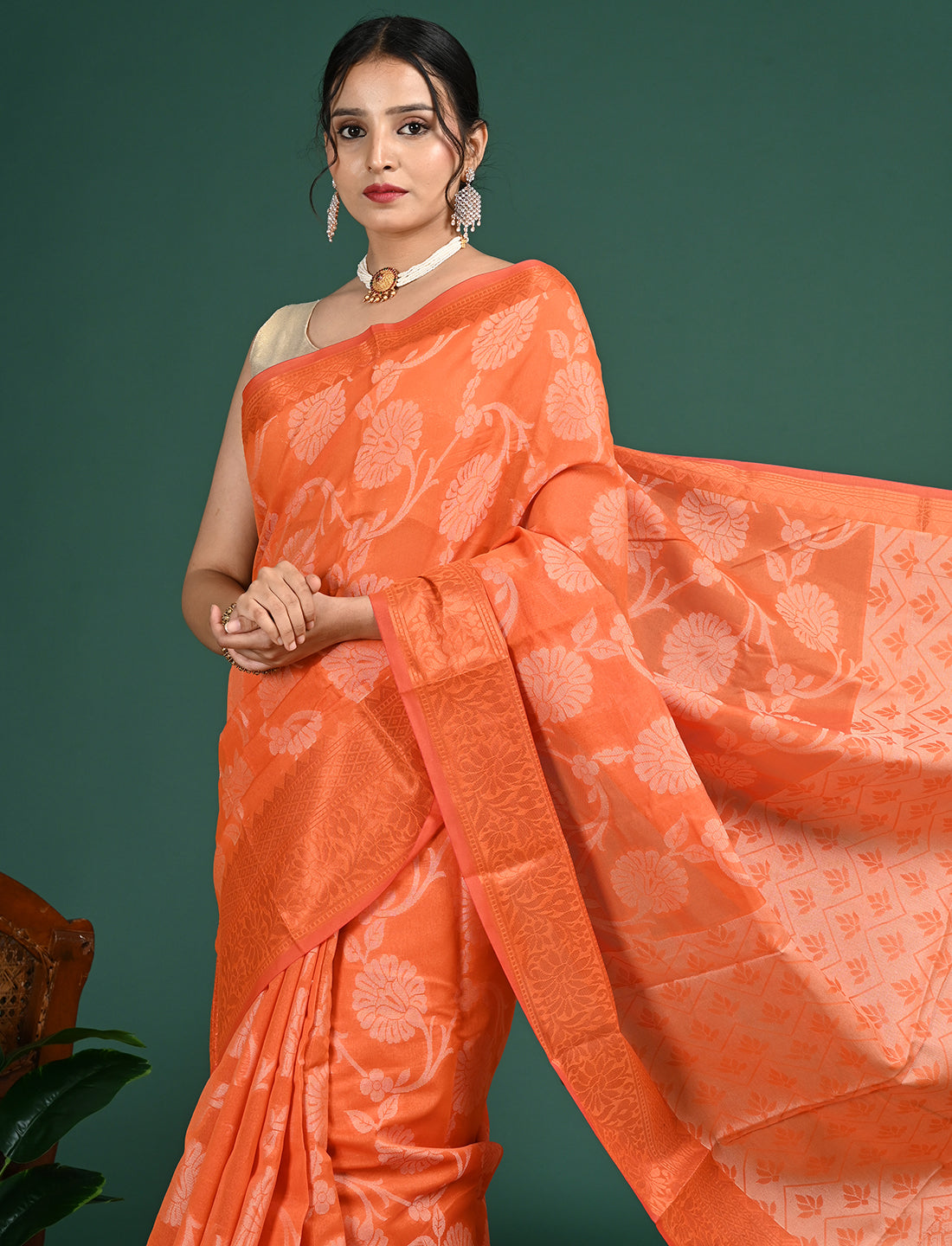 Kota Semi Cotton Geometric Saree