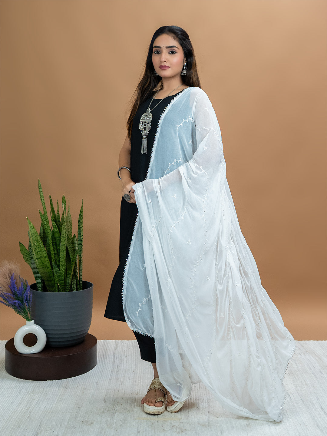 Embroidered Chiffon Dupatta
