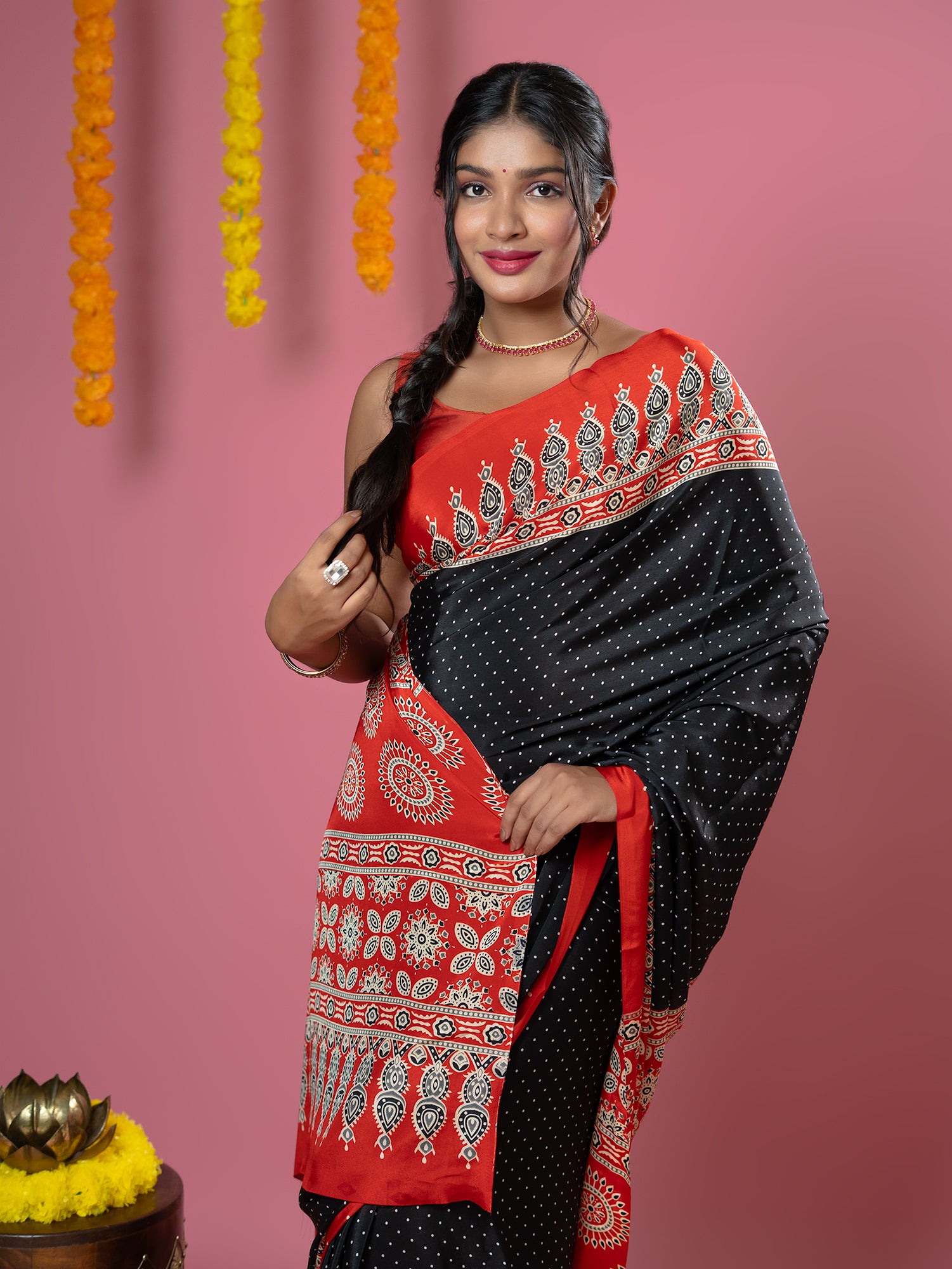 Ajrakh Crepe Saree