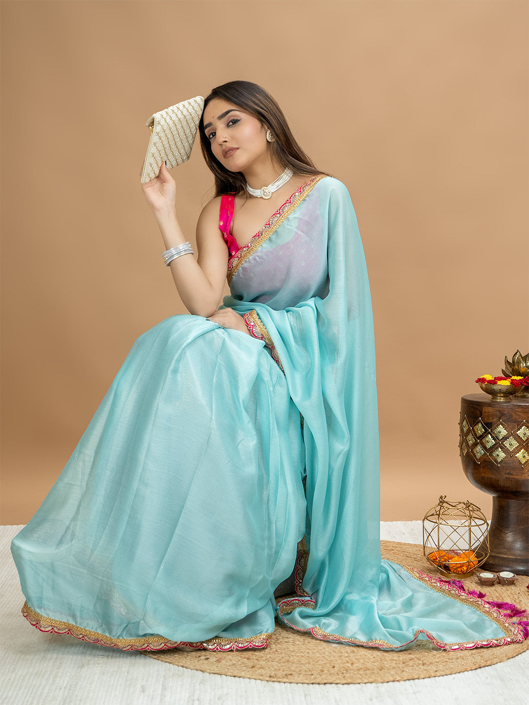 Solid Georgette Saree