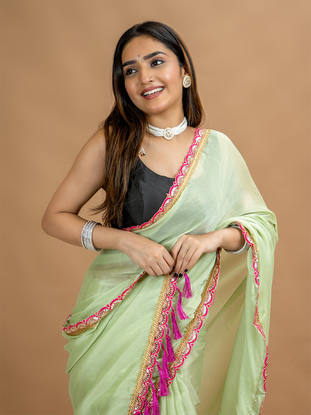 Pista Party Saree