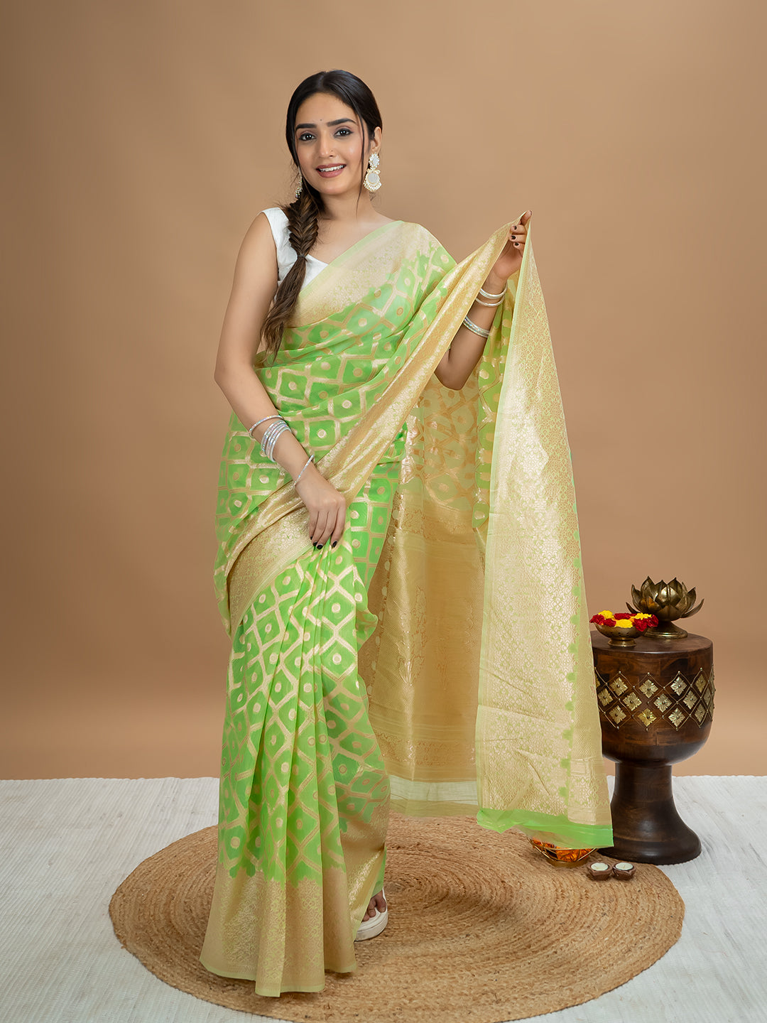 Floral Cotton Linen Saree