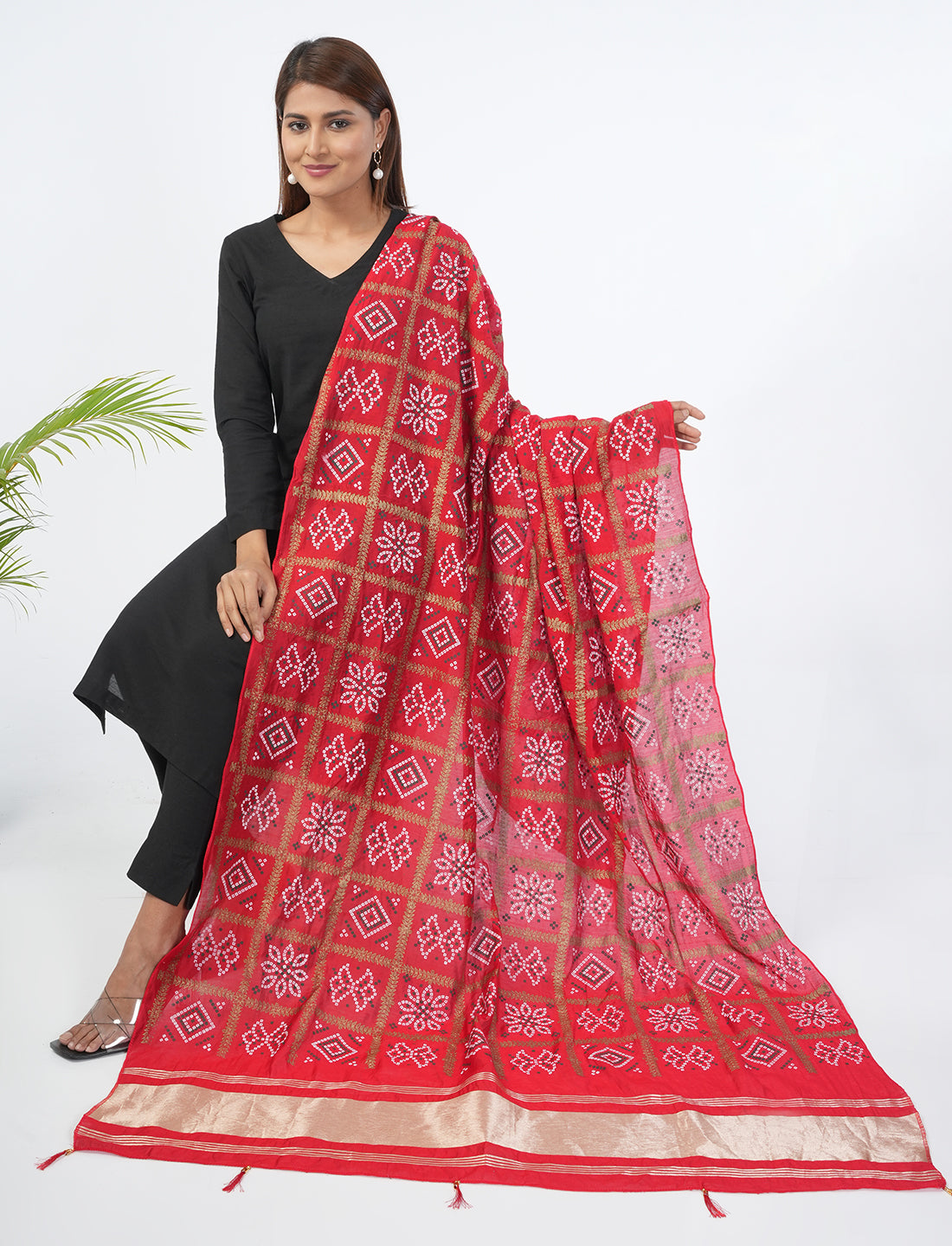 Ghatchola Checks Gaji Silk Dupatta