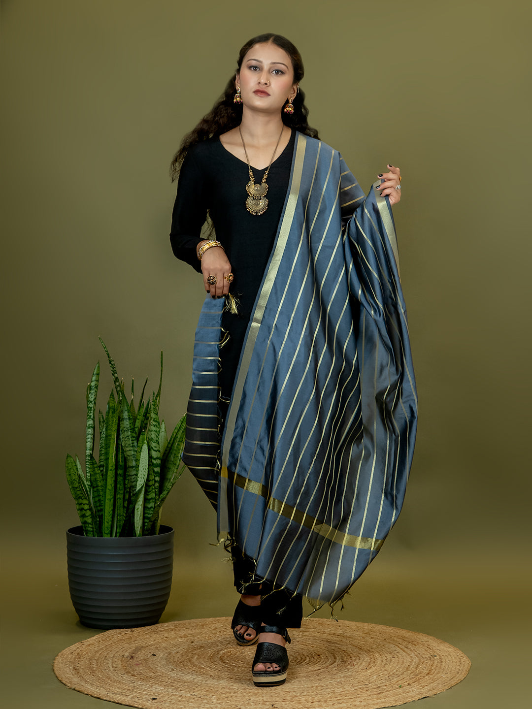 Banarasi Silk Stripe Dupatta