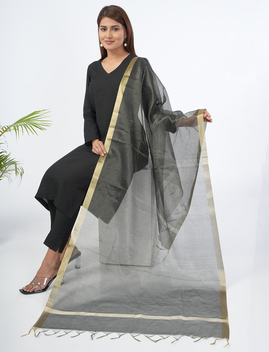 Chanderi Cotton Checkered Dupatta