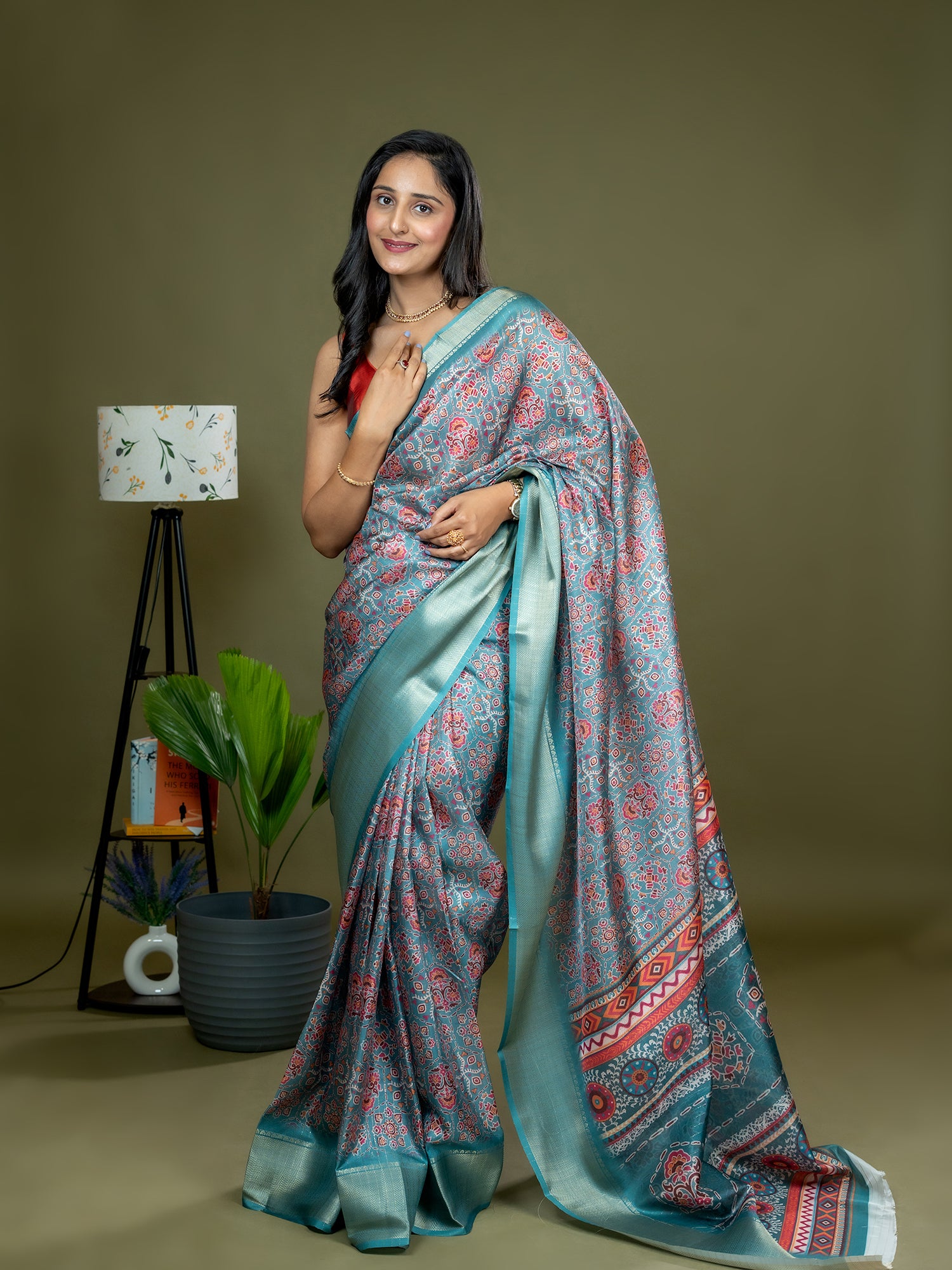 Ajrakh Art Silk Saree