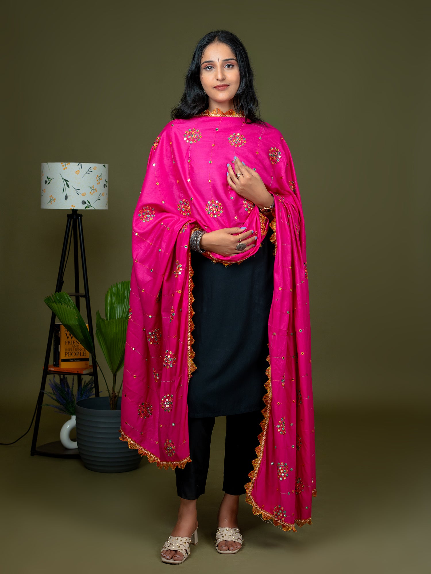 Pink Viscose Rayon Dupatta