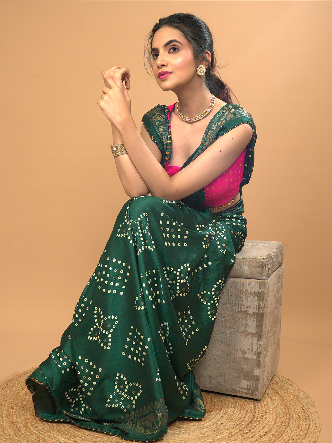 Olive Bandini Saree
