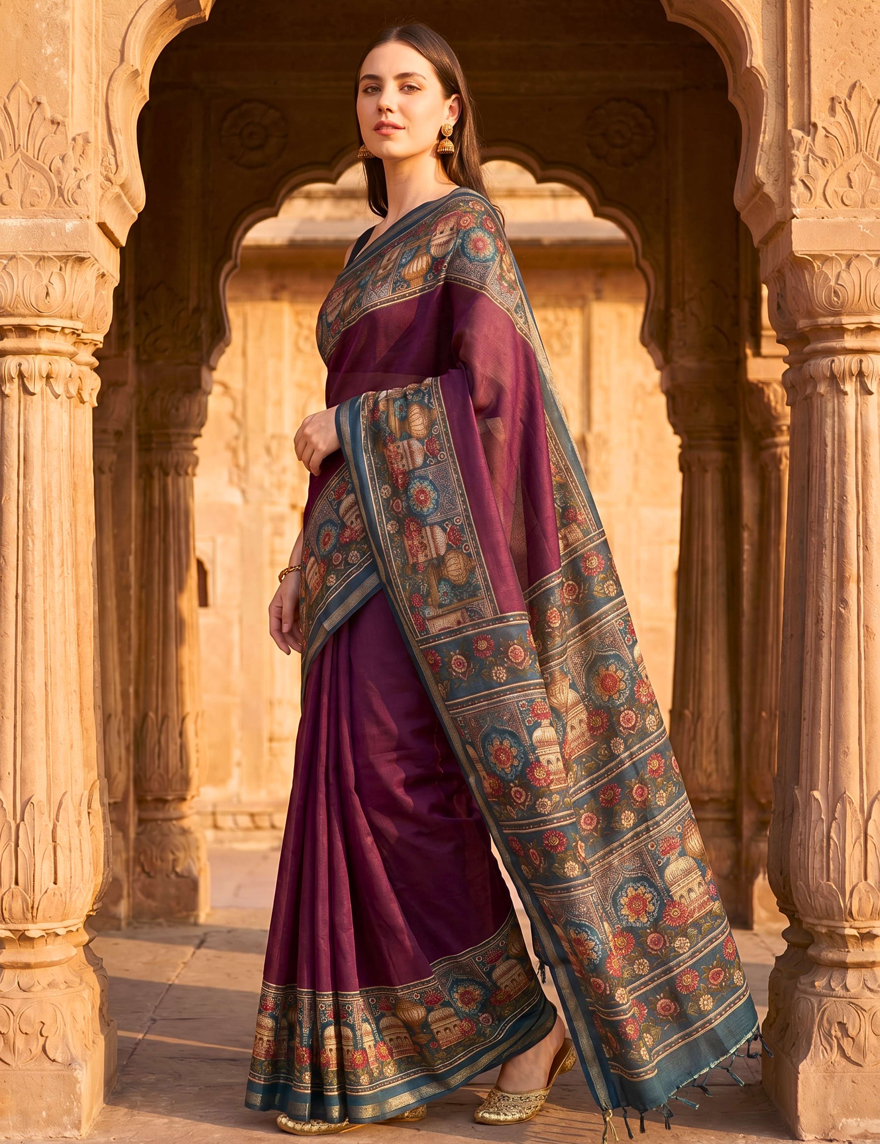 Solid Viscose Cotton Saree