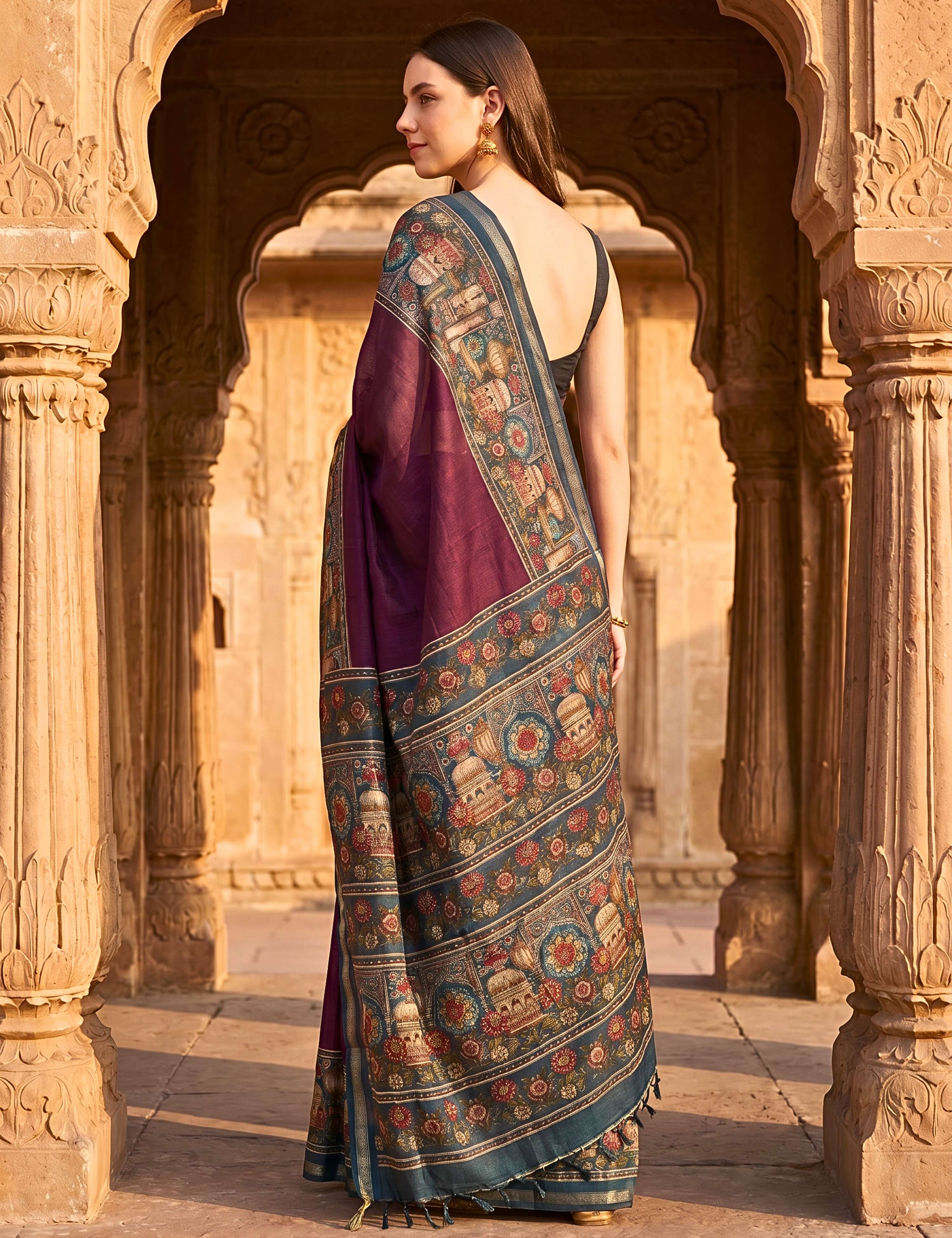 Solid Viscose Cotton Saree